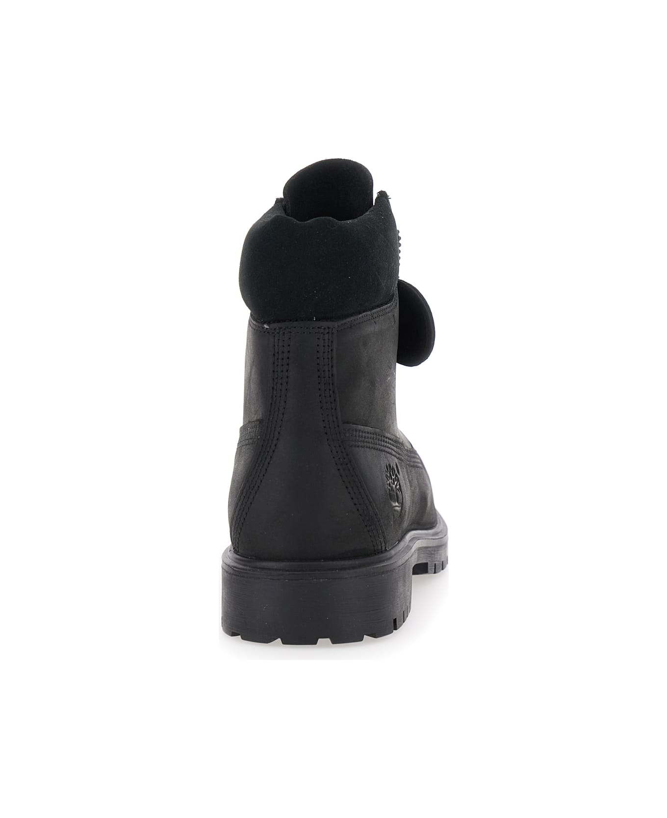 Timberland Black Boots With Logo Plate In Leather Man - Black