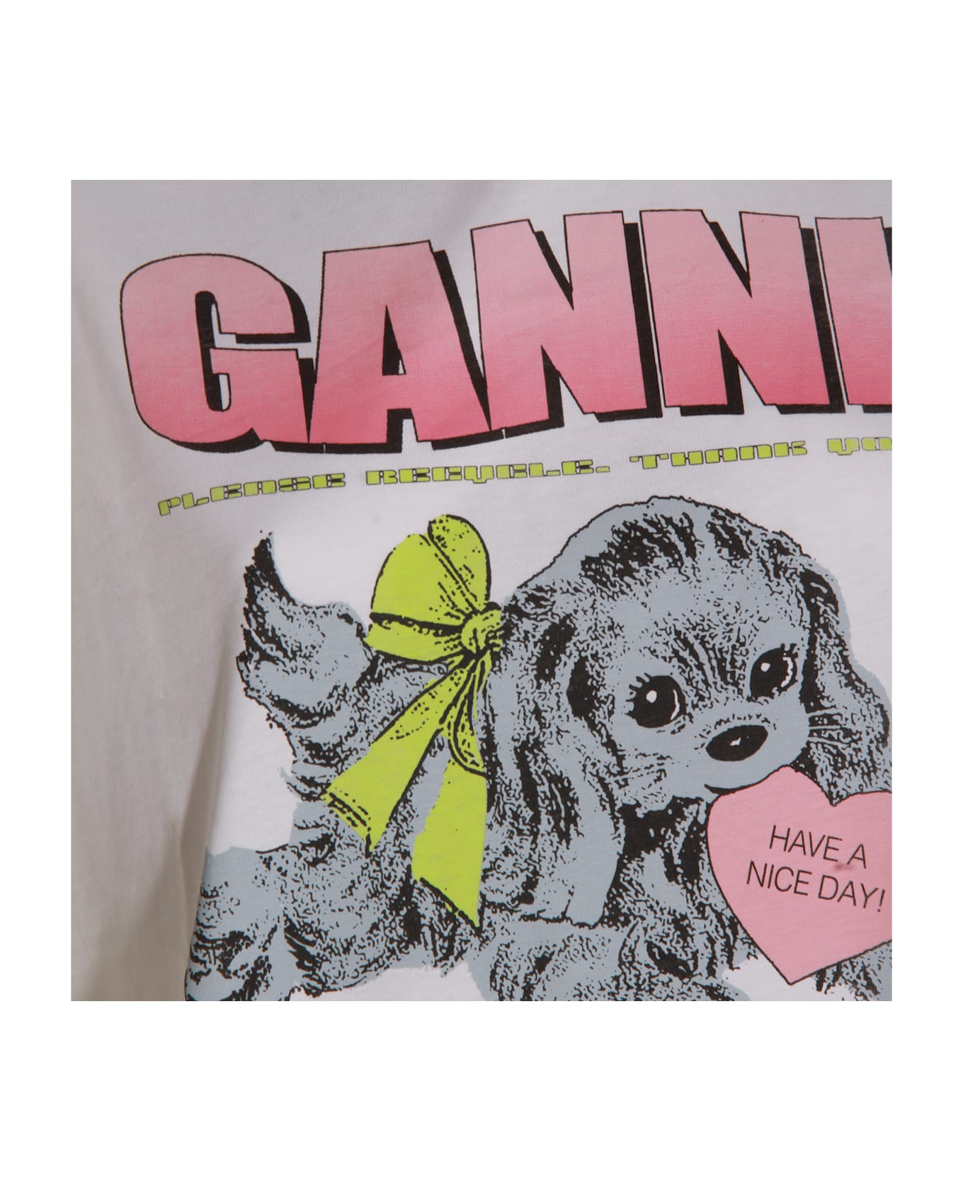 Ganni White Cotton T-shirt - White
