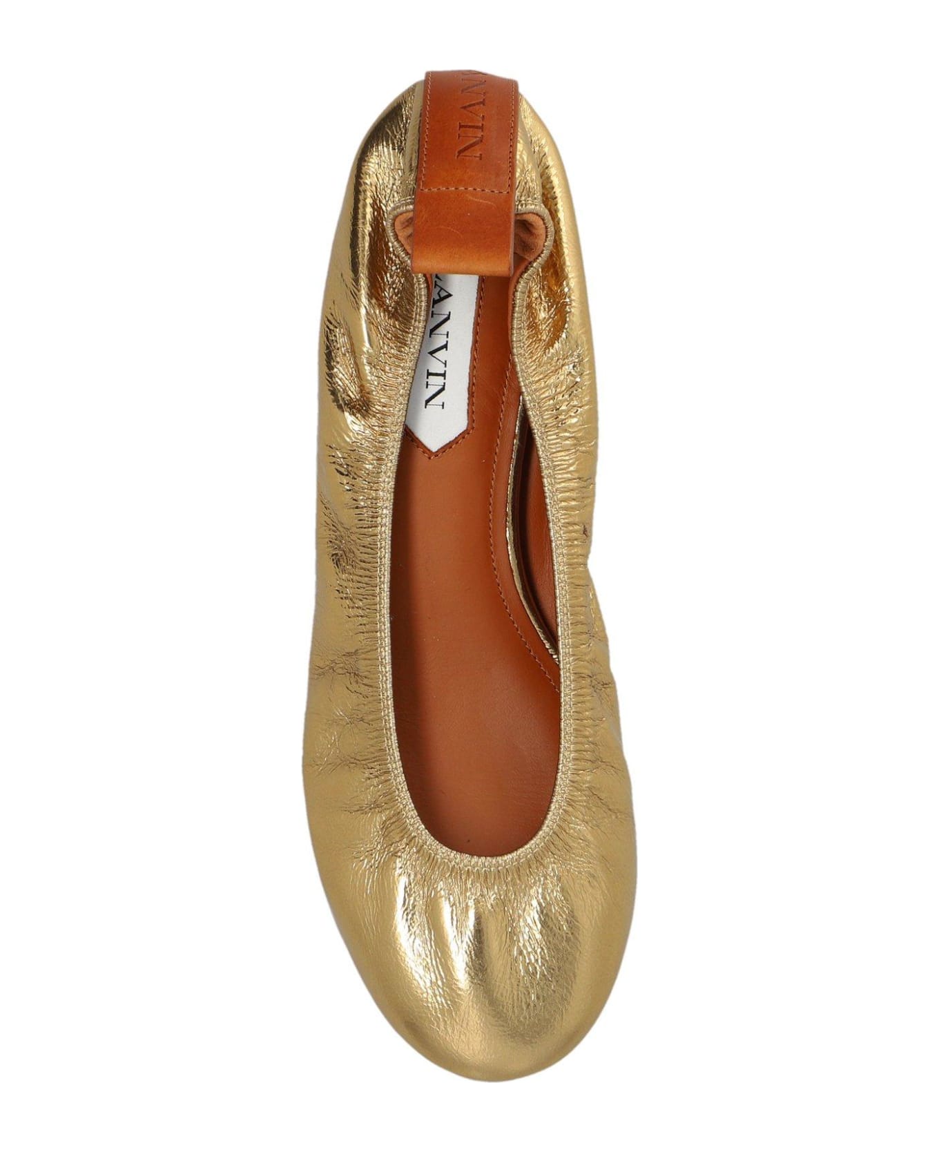 Lanvin Ruched Detail Metallic Ballerina Shoes - SILVER