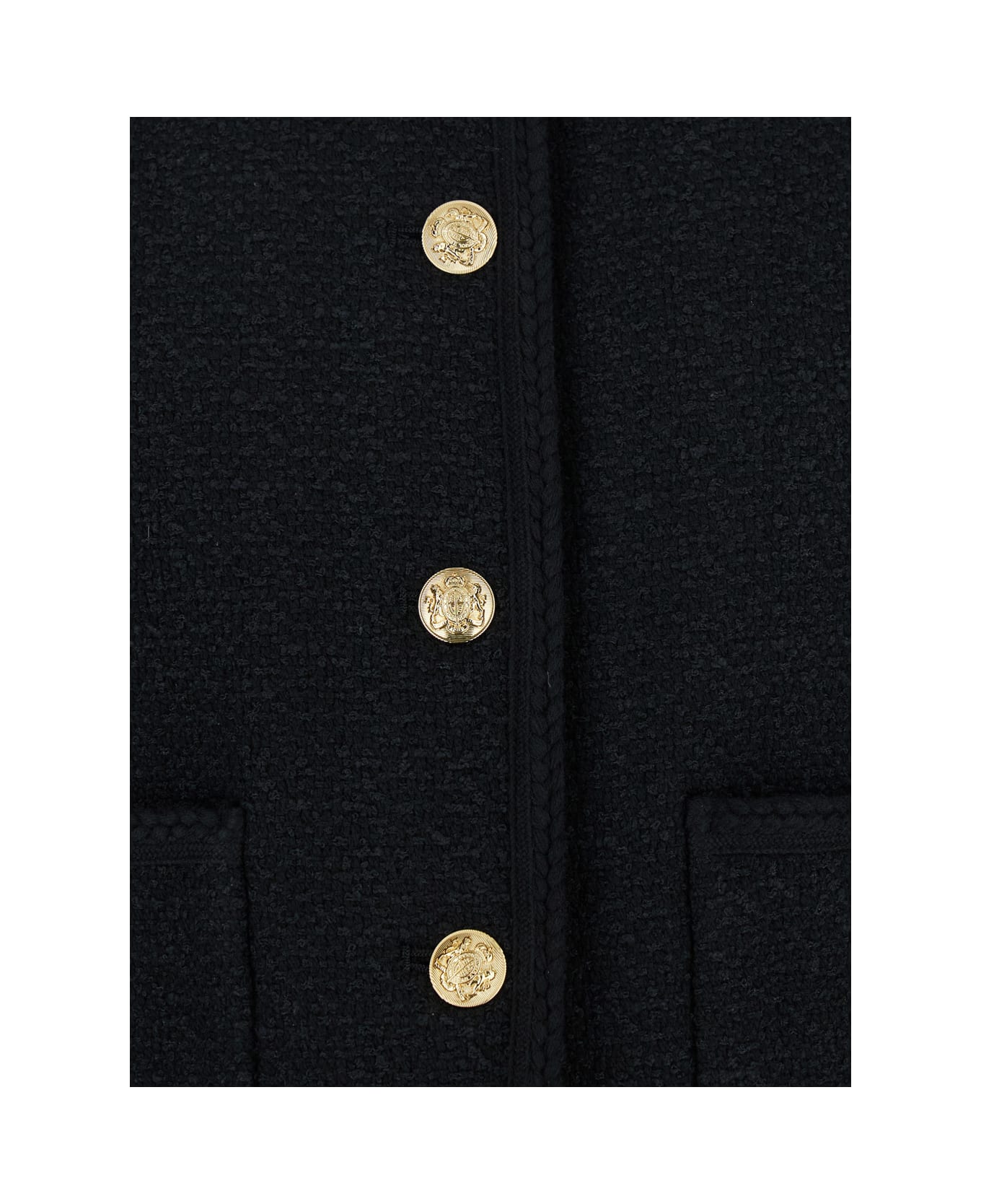 Dunst Black Crewneck Jacket With Contrasting Jewel Buttons In Cotton Blend Woman - Black