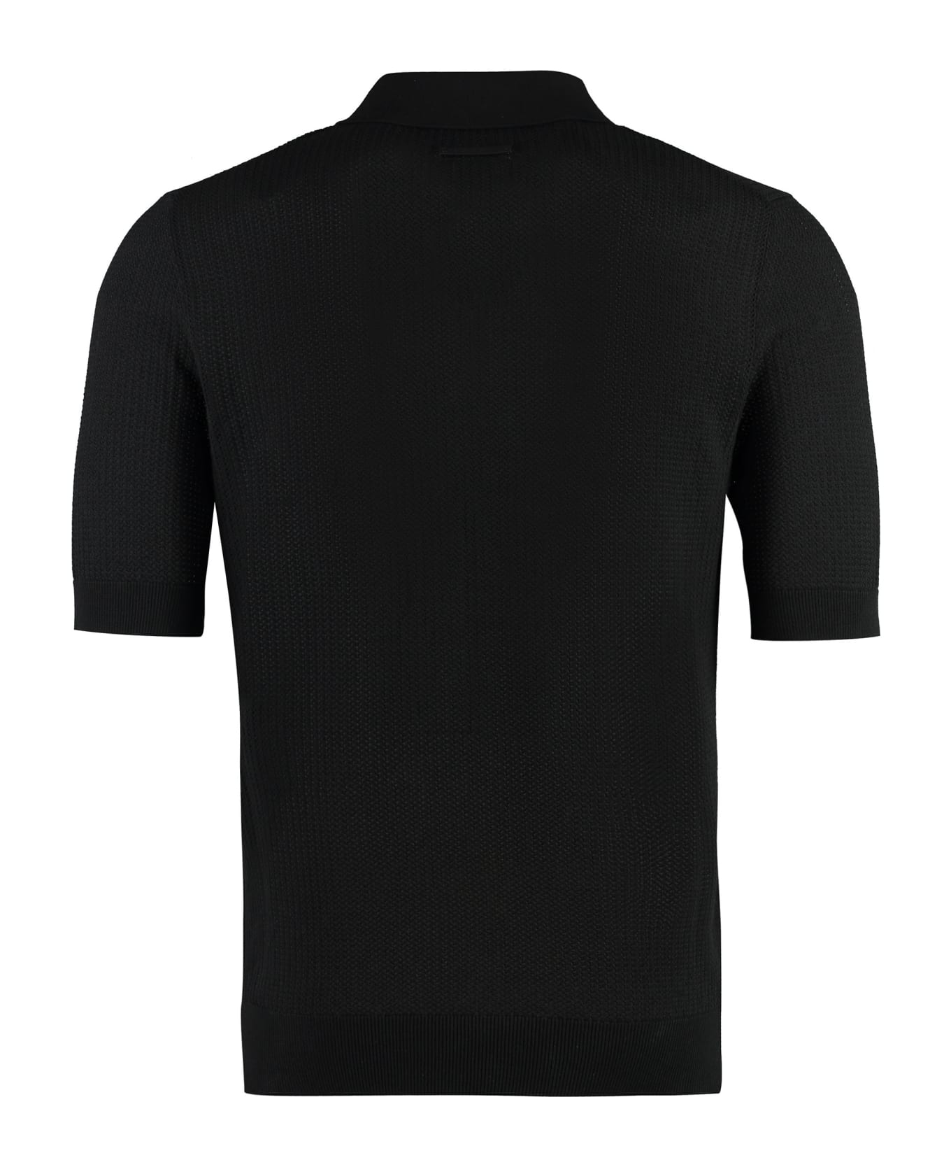 Dolce & Gabbana Knitted Cotton Polo Shirt - black ポロシャツ