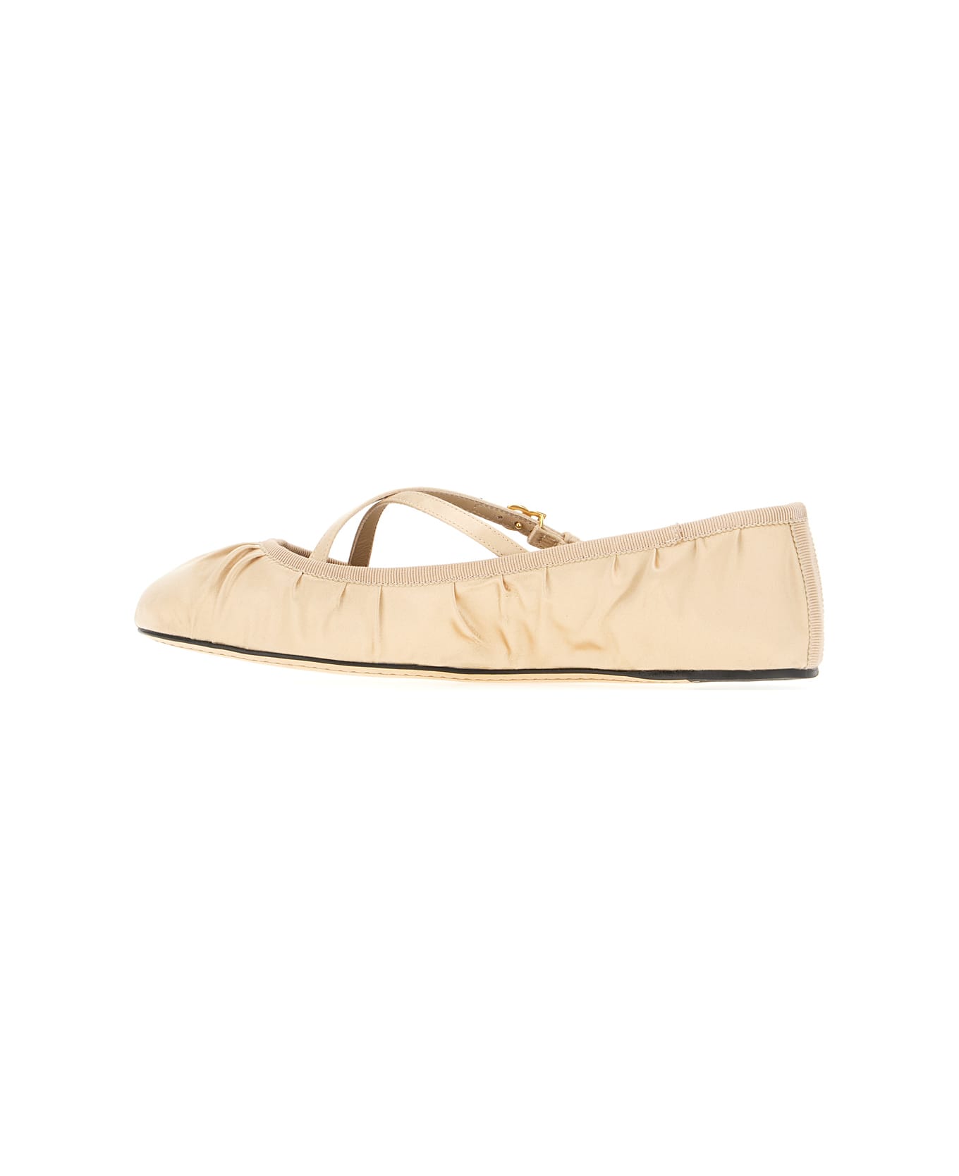 Dolce 
Gabbana Cream Satin Vally Ballerinas - Crema