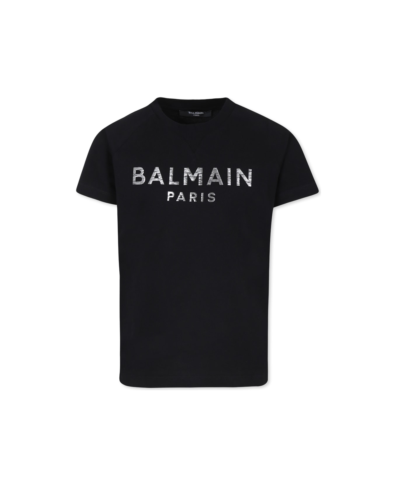 Balmain Black T-shirt For Kids With Logo - Ag