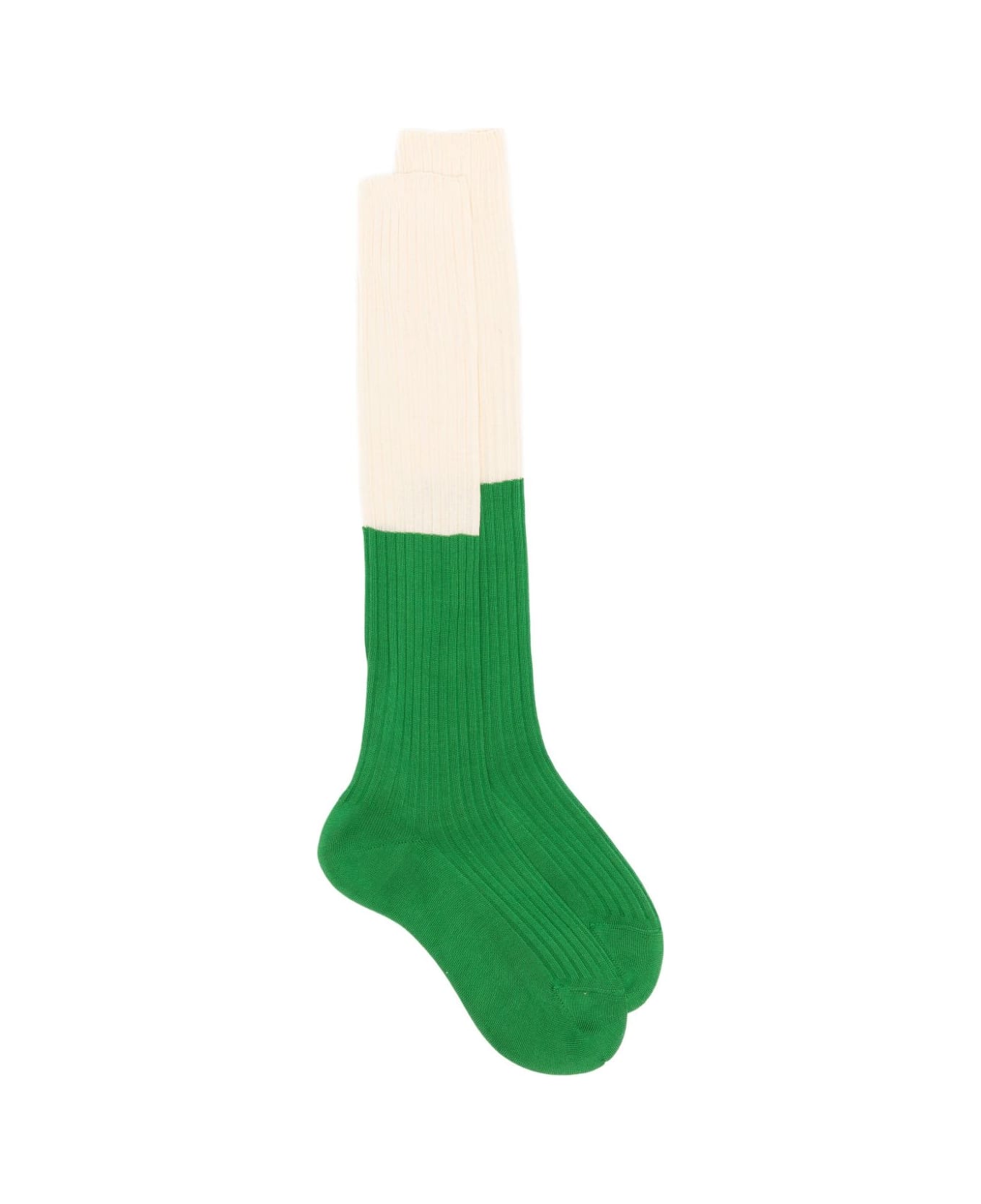 Sofie d'Hoore Bicolour Ribbed Knee High Socks - Butter Green