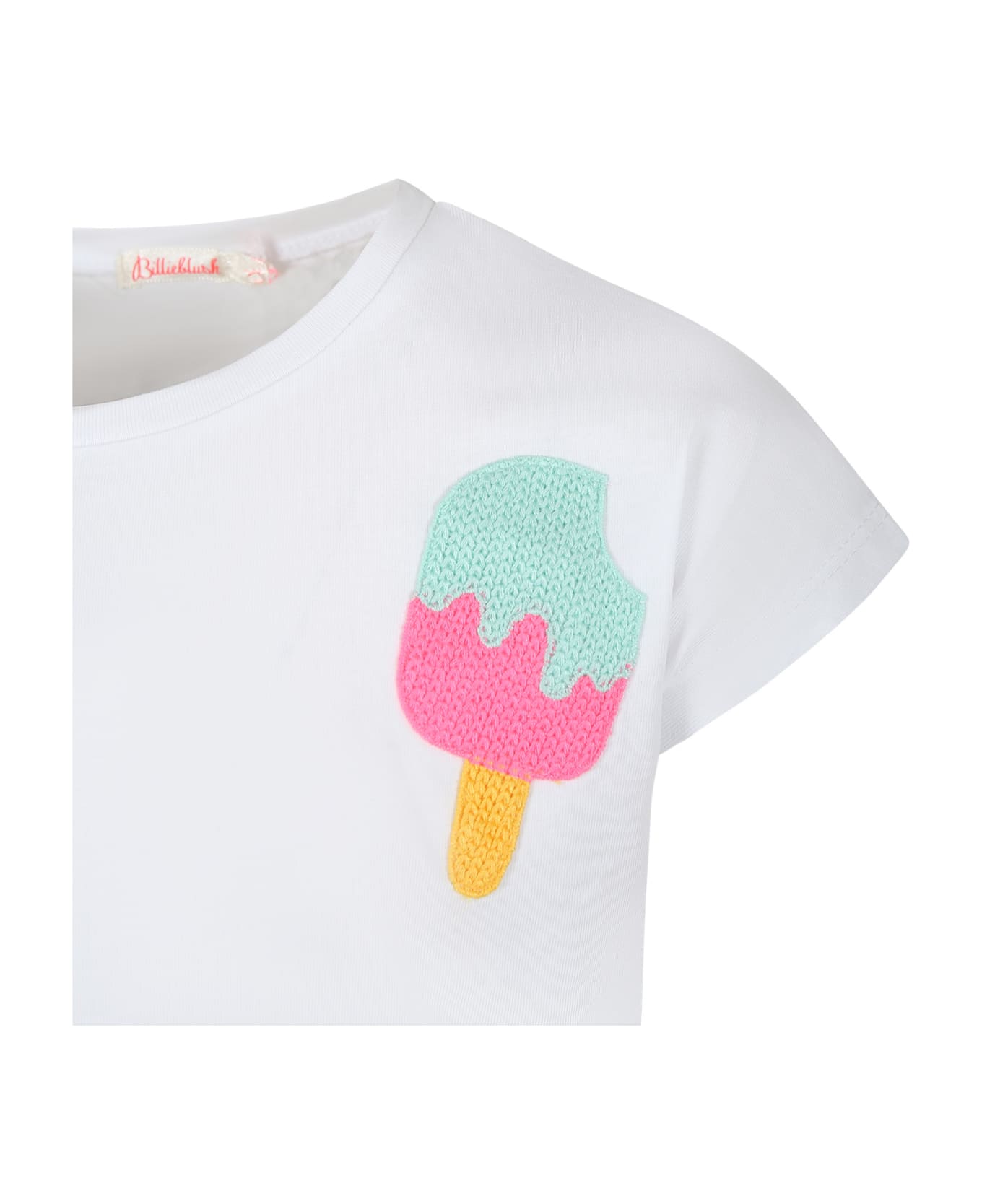 Billieblush White T-shirt For Girl With Ice Cream Print - White