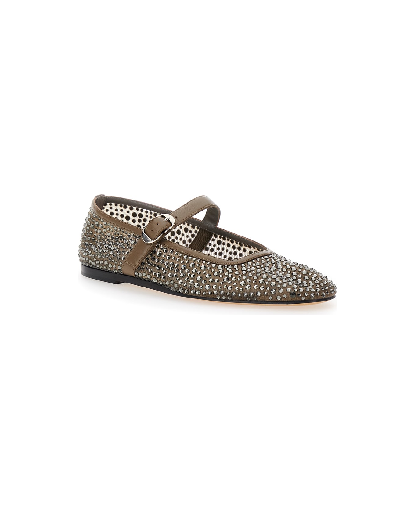 Le Monde Beryl 
mary Jane
 Metallic Ballet Flats With Strap And All-over Beading In Fabric Woman - Metallic