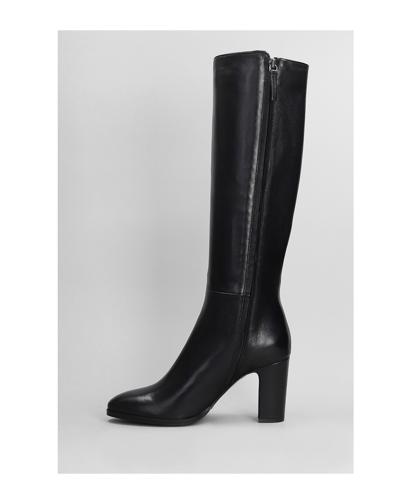 Julie Dee High Heels Boots In Black Leather - black