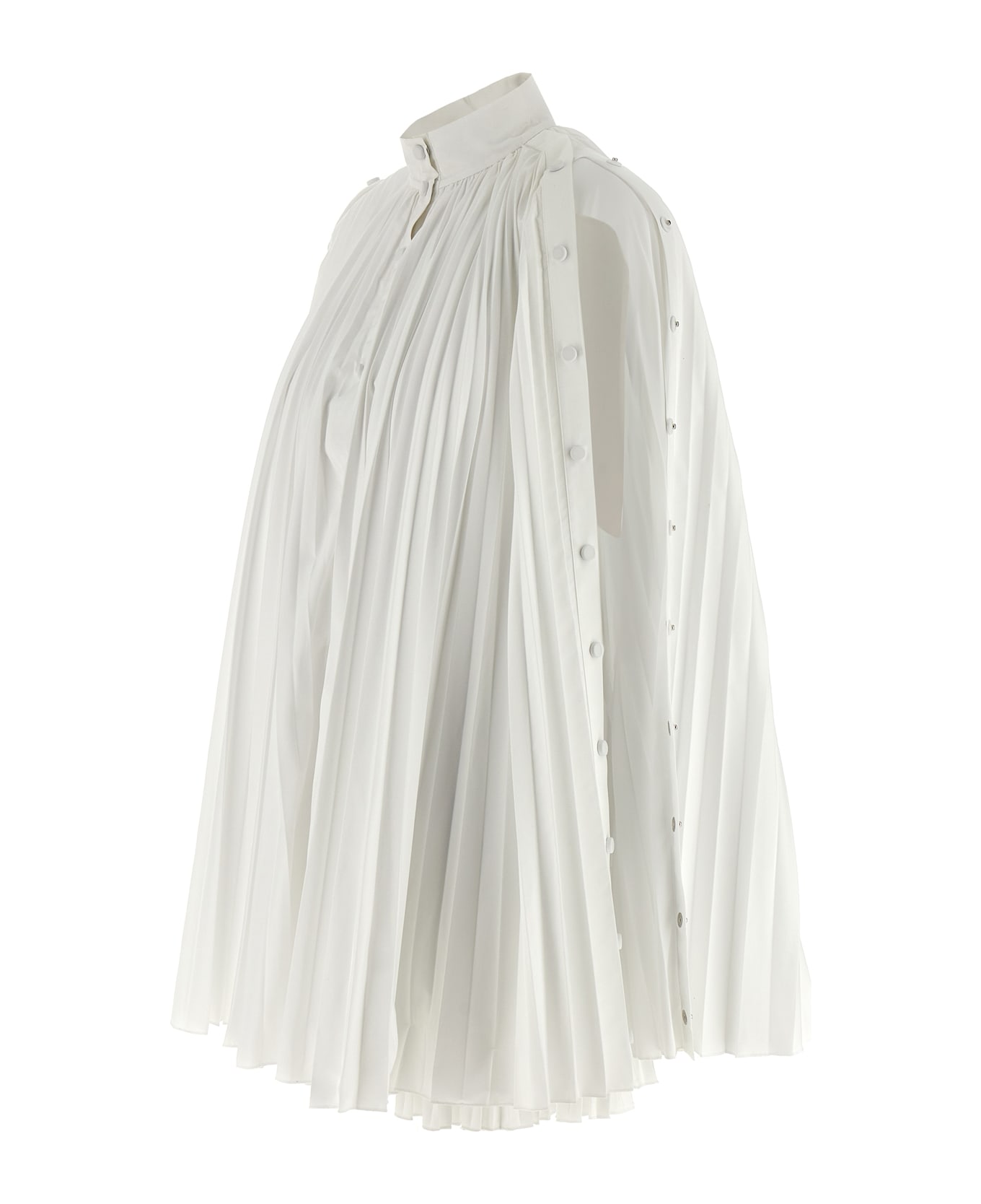 Giovanni Bedin Pleated Dress With Cape - White