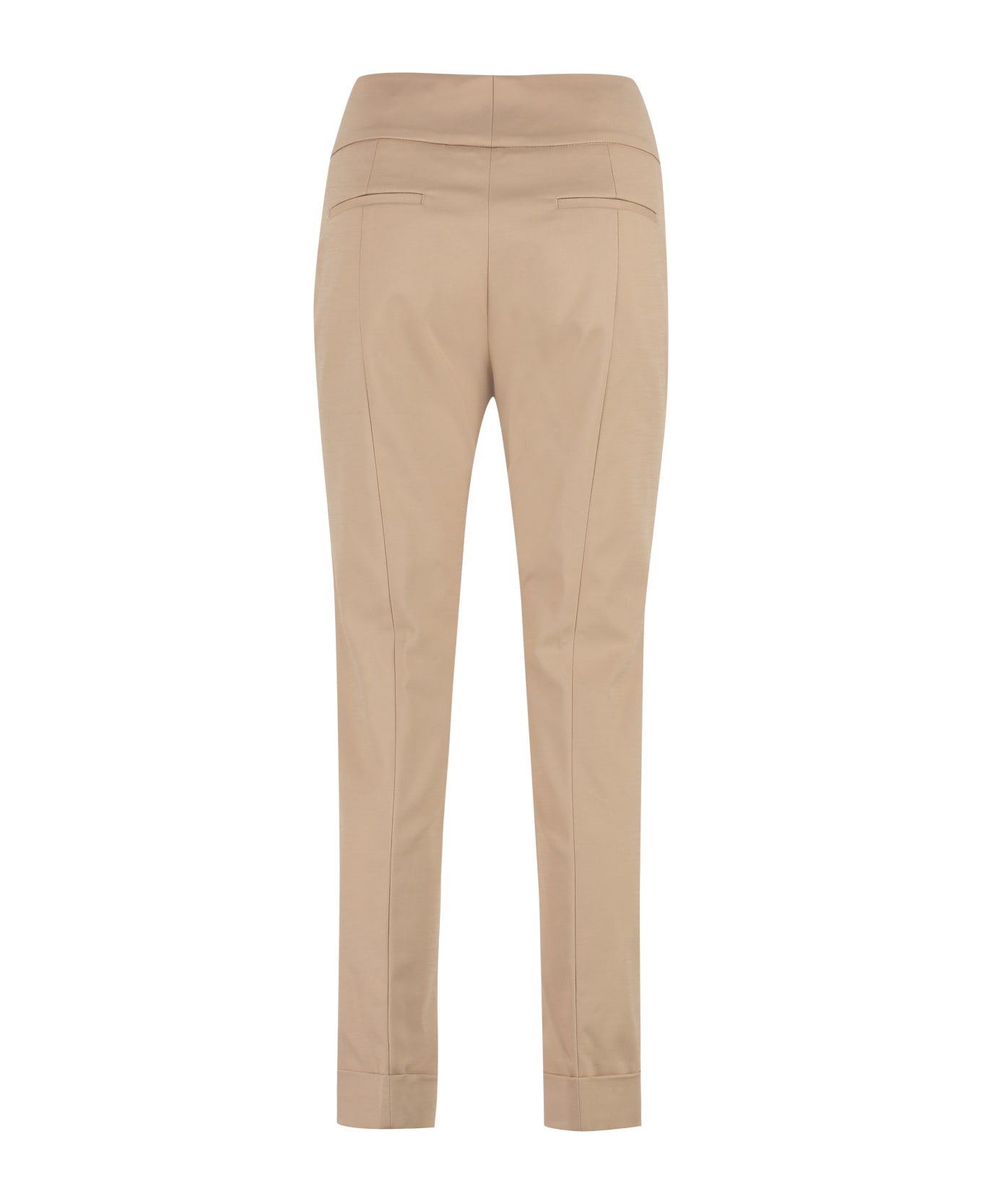 Peserico High-rise Cotton Trousers - Beige ボトムス