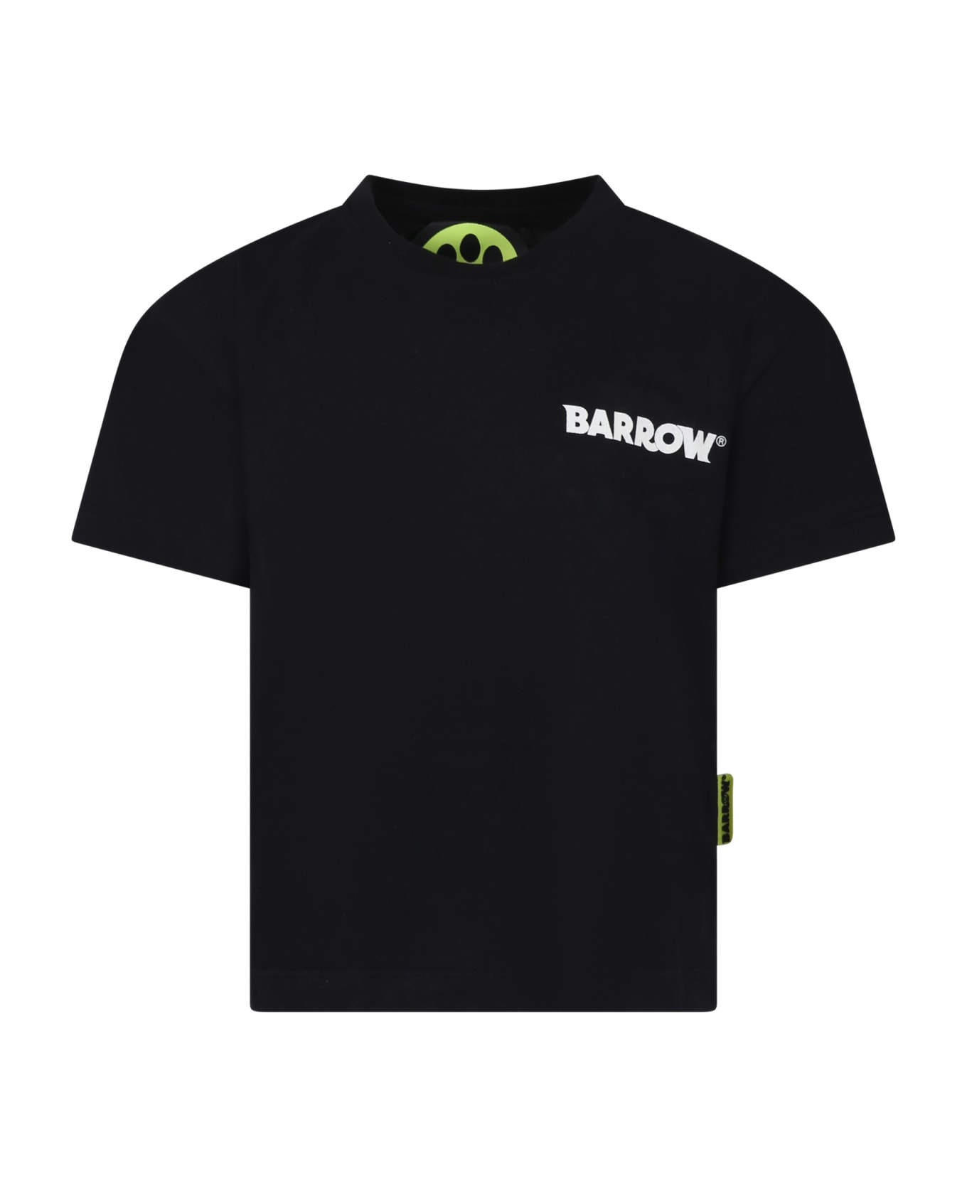 Barrow Black T-shirt For Kids With Smiley Face And Logo - Black Tシャツ＆ポロシャツ
