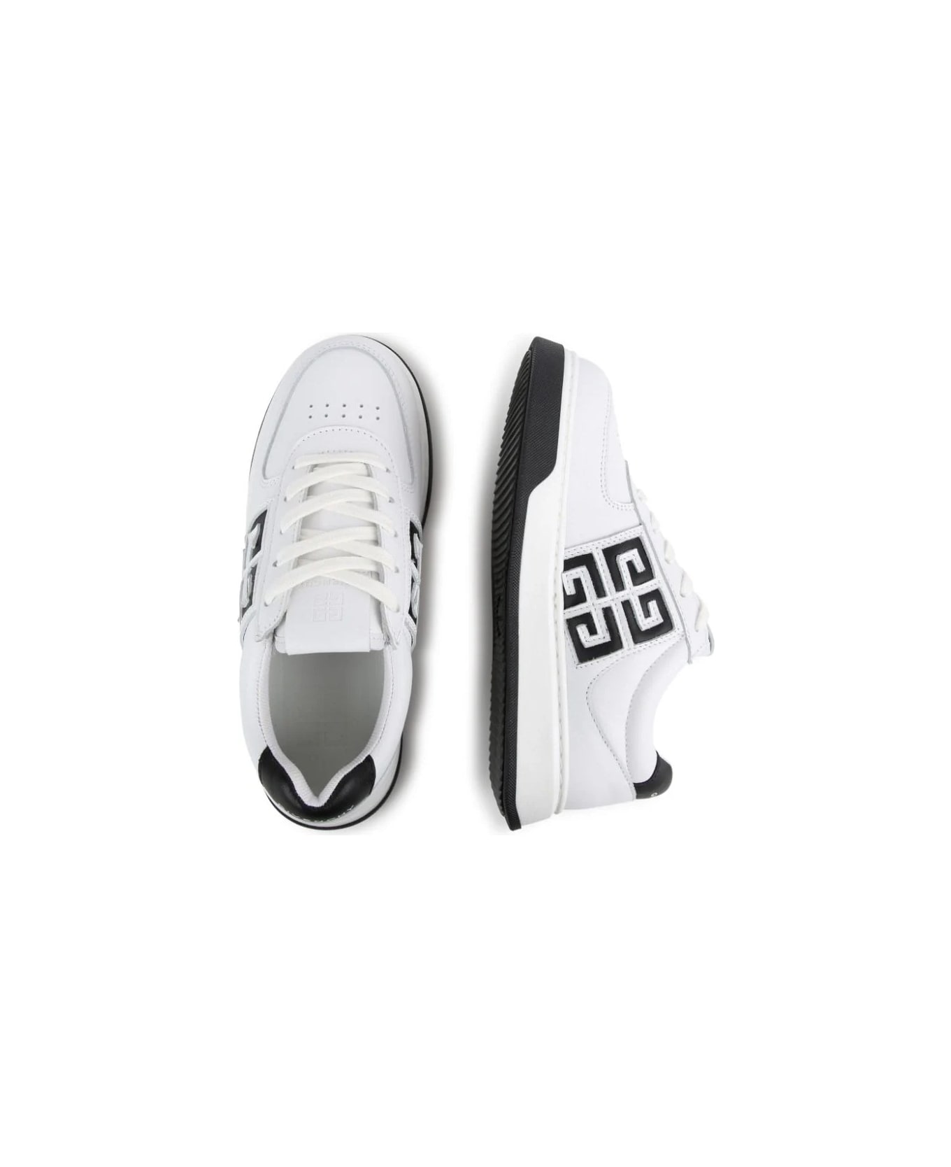 Givenchy G4 Sneakers In White And Black Leather - White