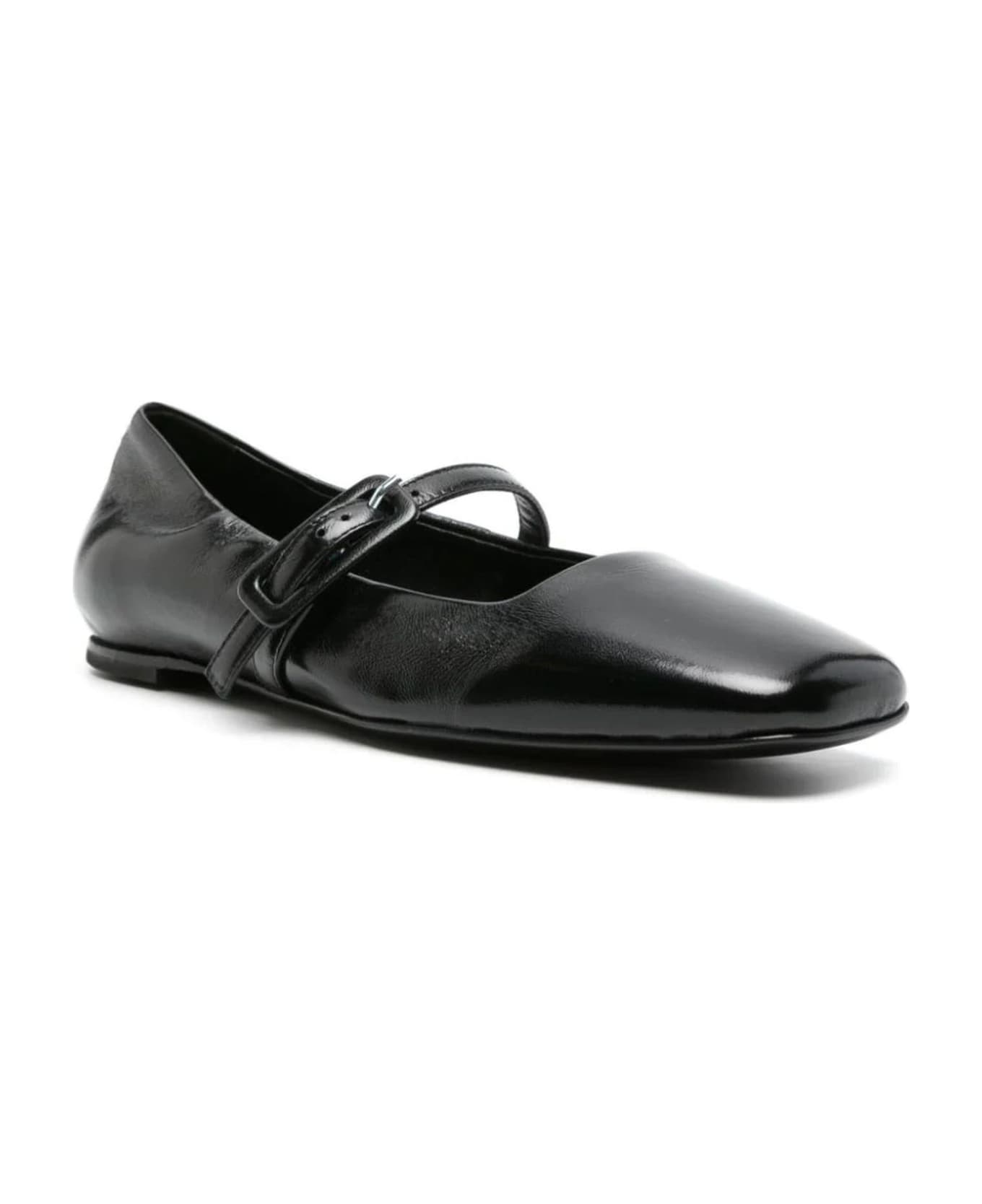 Halmanera Black Page Leather Ballerina Shoes - Black フラットシューズ