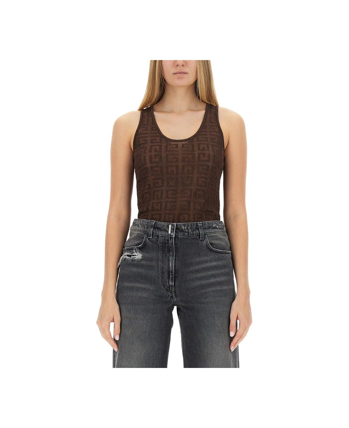 Givenchy Jacquard Knitted Tank Top - BROWN