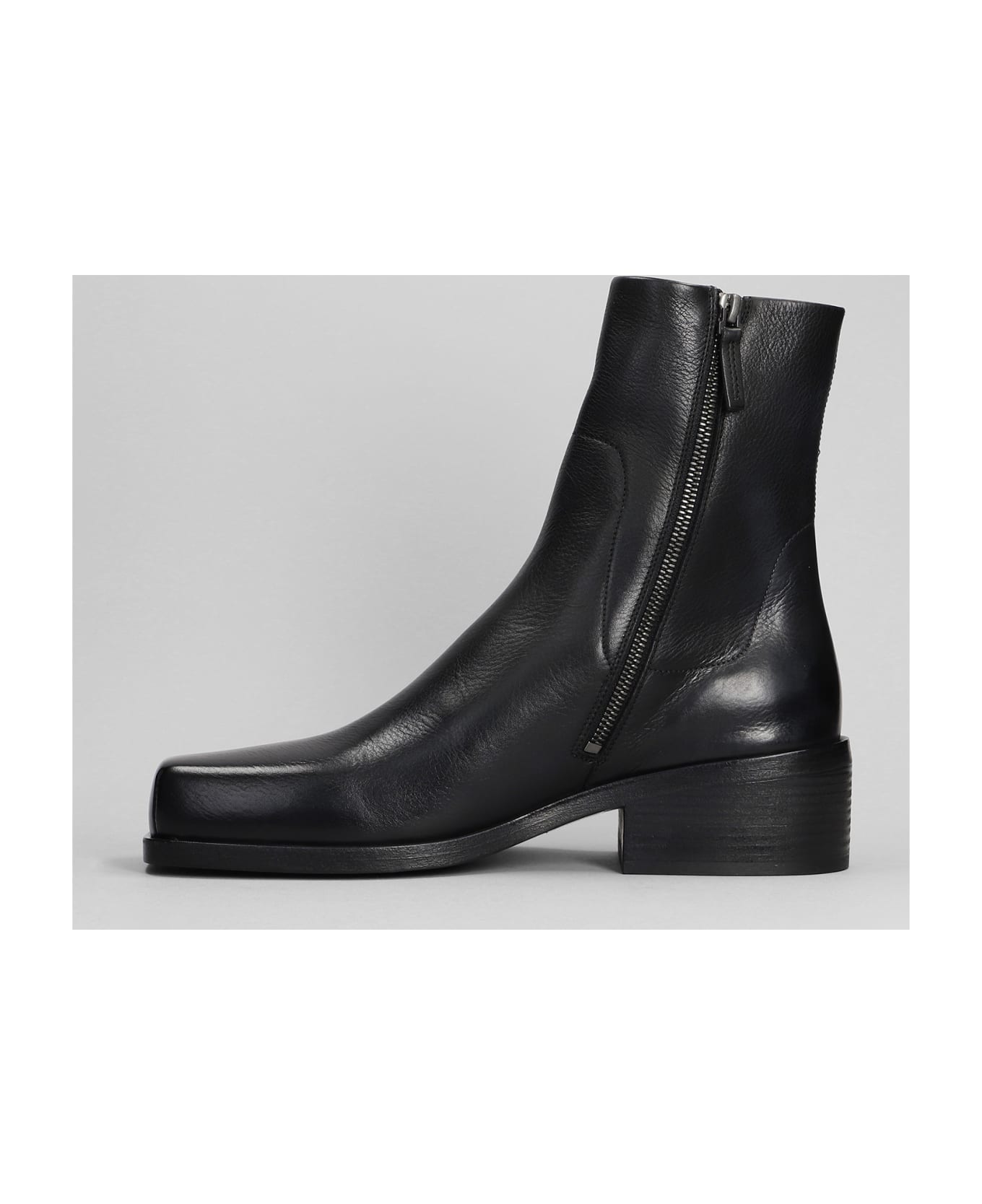 Marsell High Heels Ankle Boots In Black Leather - black