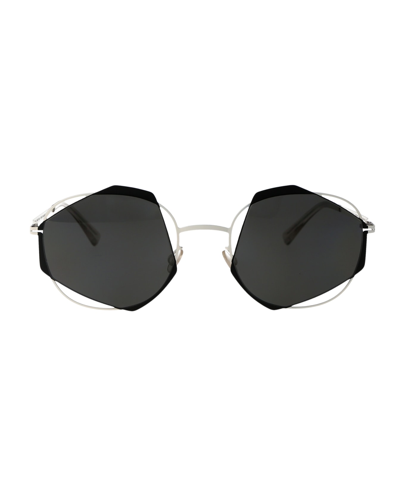 Mykita Achilles Sunglasses - 424 Antique White/Black Darkgrey Solid 