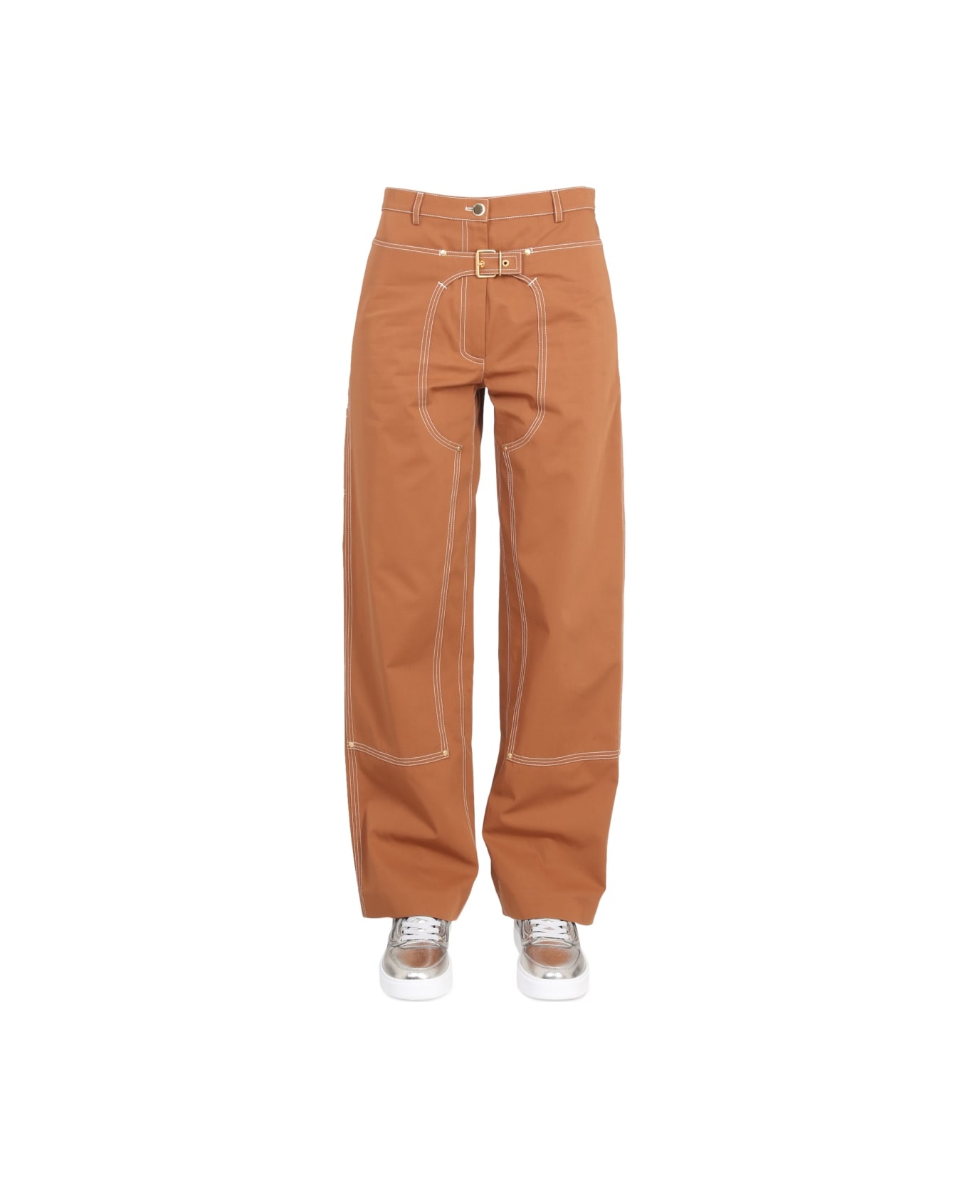 Stella McCartney Pants With Buckle - BROWN
