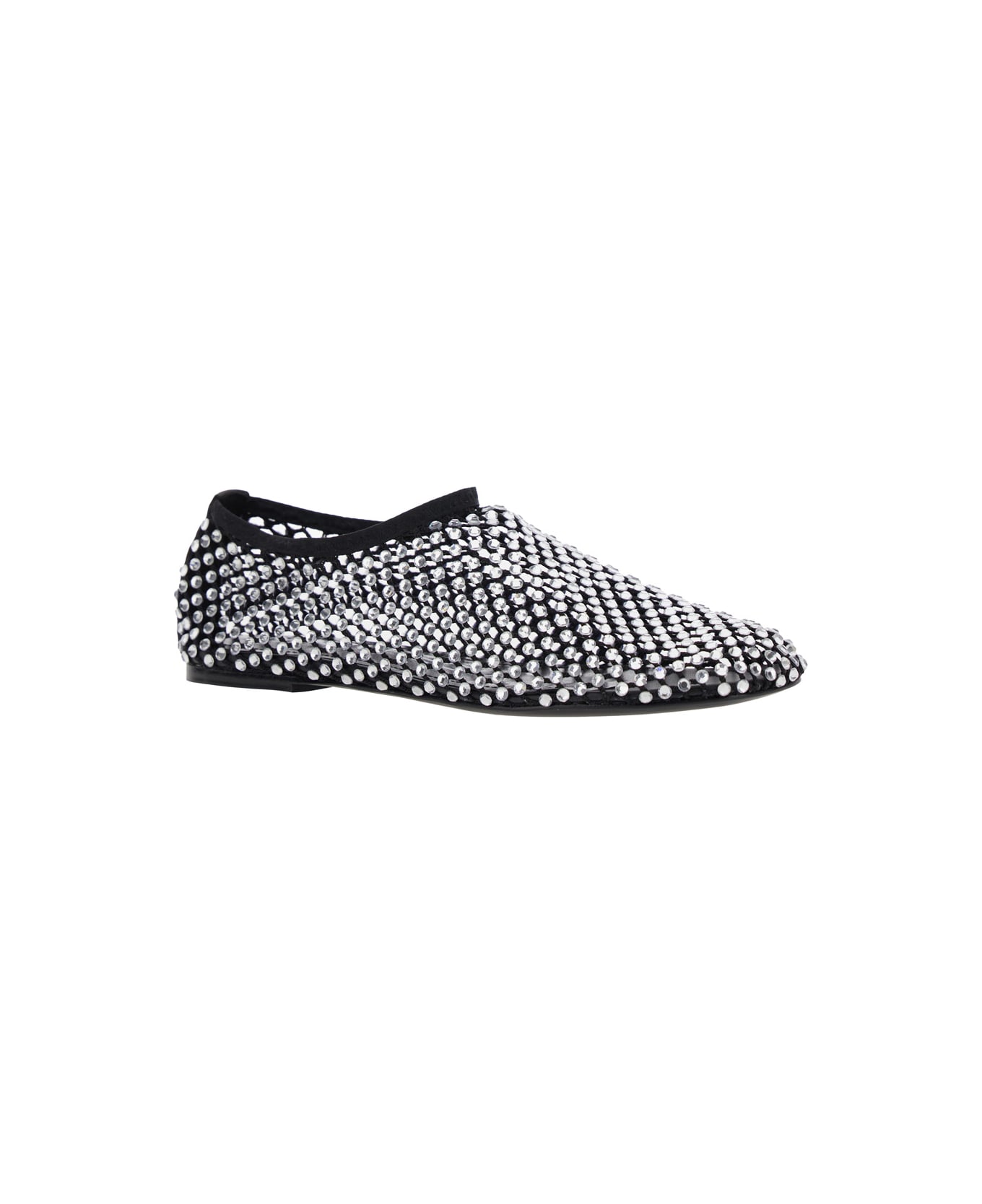 Strategia Silver Colored Ballet Flats With All-over Rhinestone Embellishments In Fabric Woman - Metallic