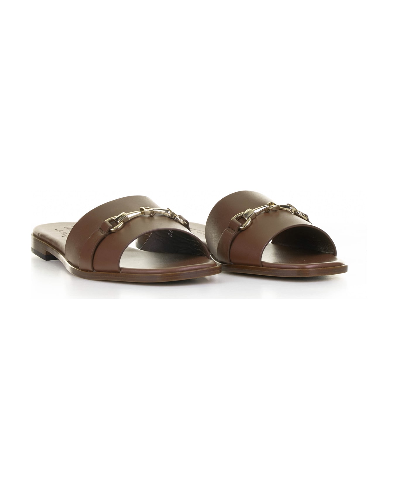 Doucal's Brown Leather Slipper With Horsebit - ROVERE