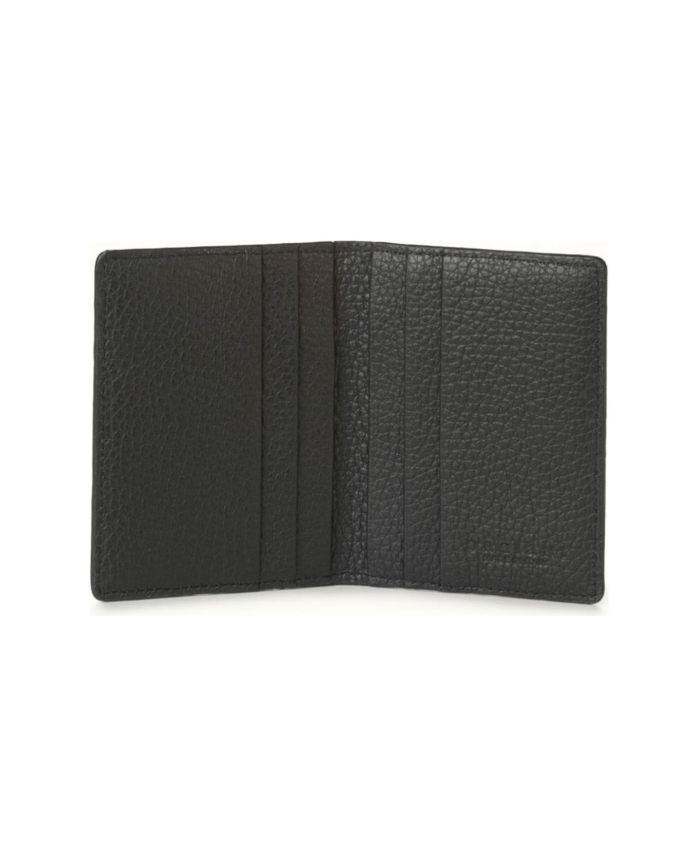 Orciani Micron Hinge Opening Leather Card Holder - Black バッグ