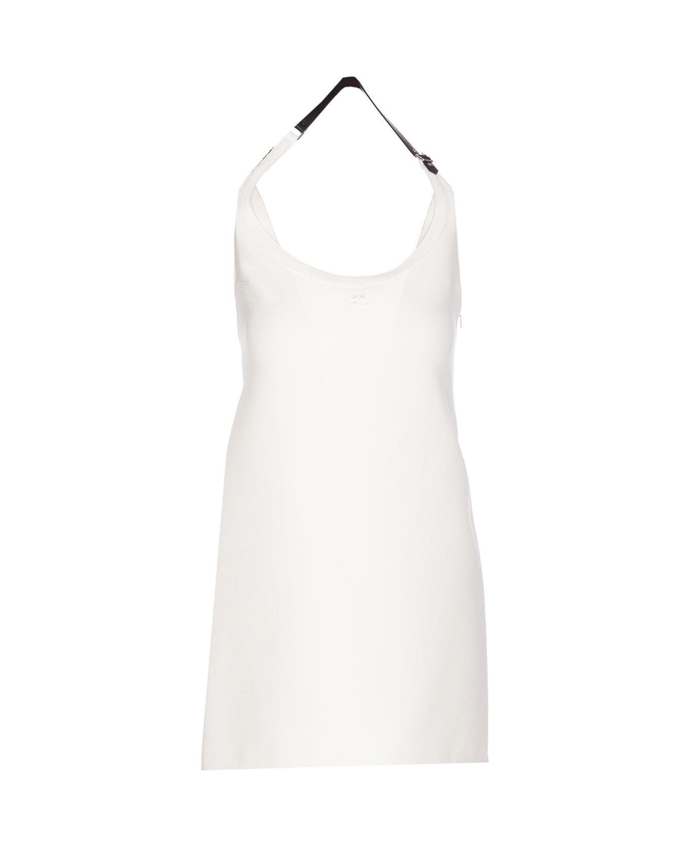 Courrèges Buckle Babydoll Twill Dress - White