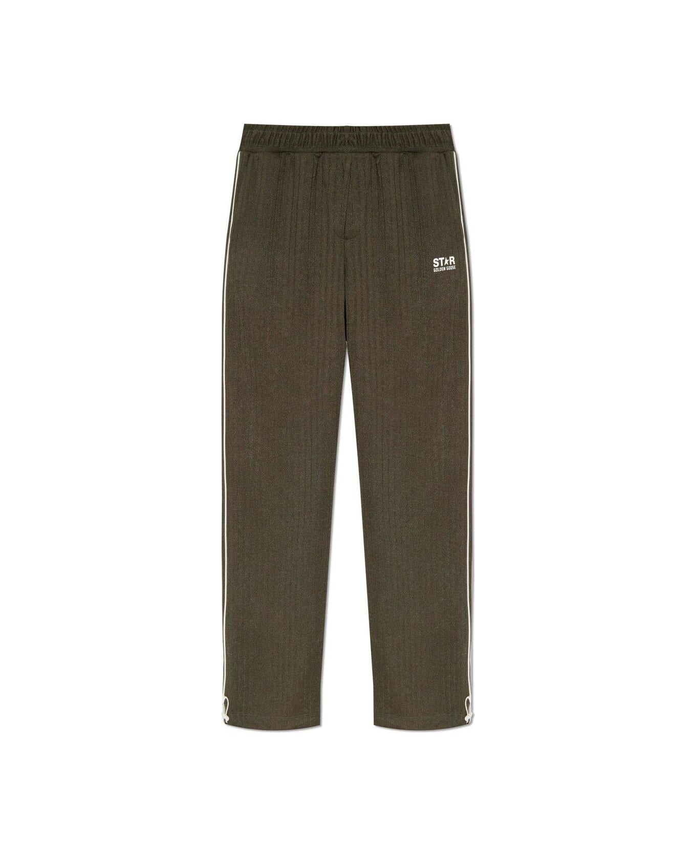 Golden Goose Logo Printed Straight-leg Trousers - Verde militare