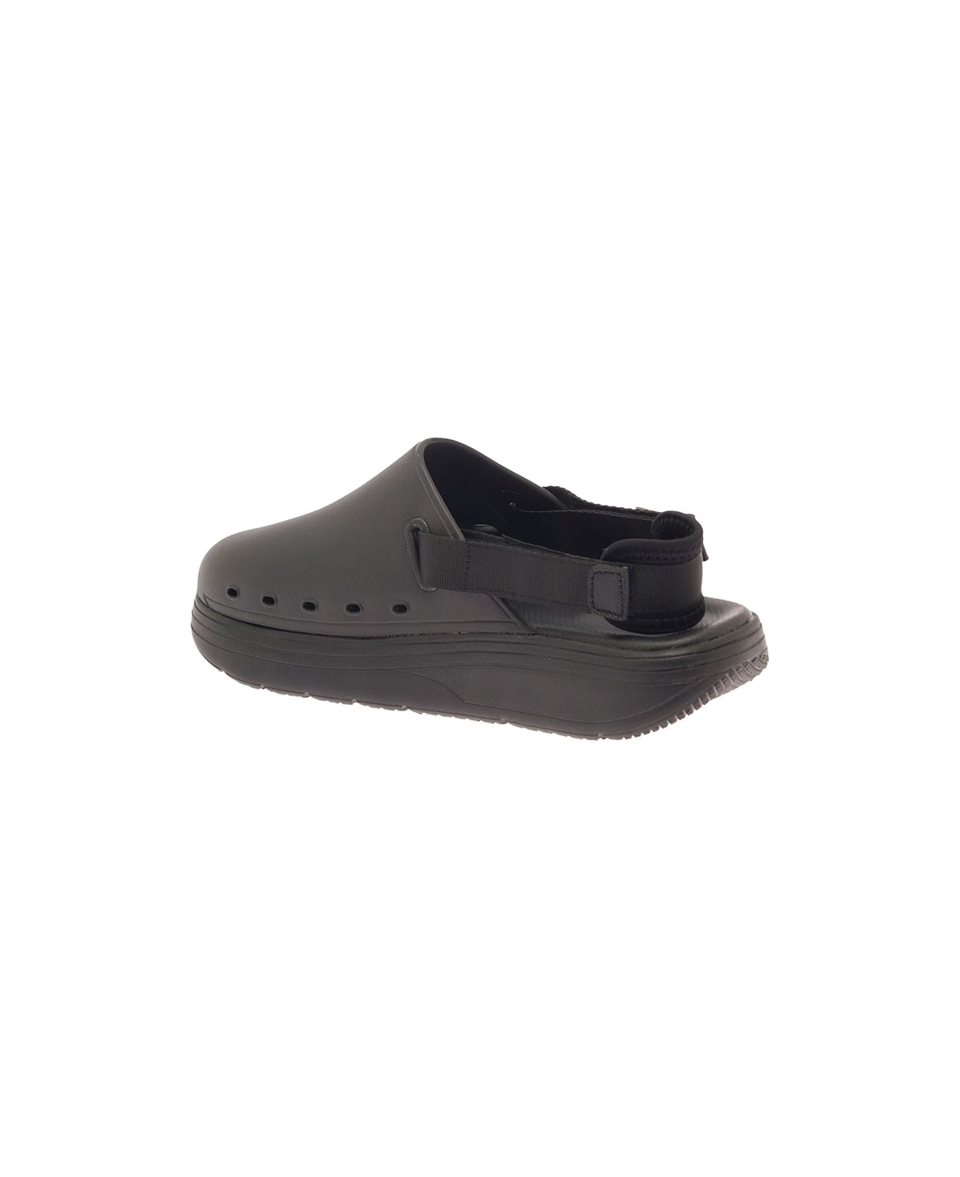SUICOKE 'cappo' Black Mules With Closed And Perforated Toe In Rubber Woman - Black
