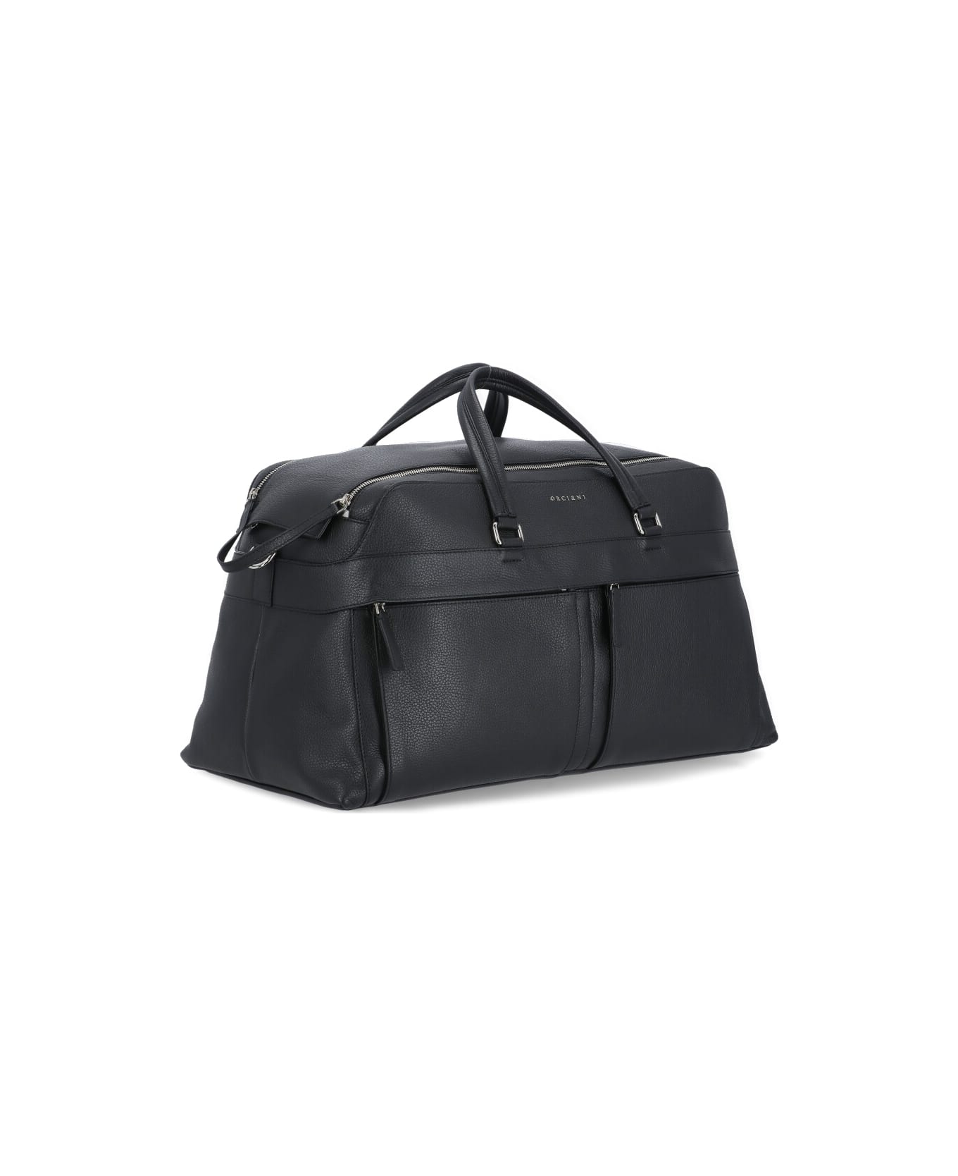 Orciani Micron Pebbled Leather Duffel Bag - Black