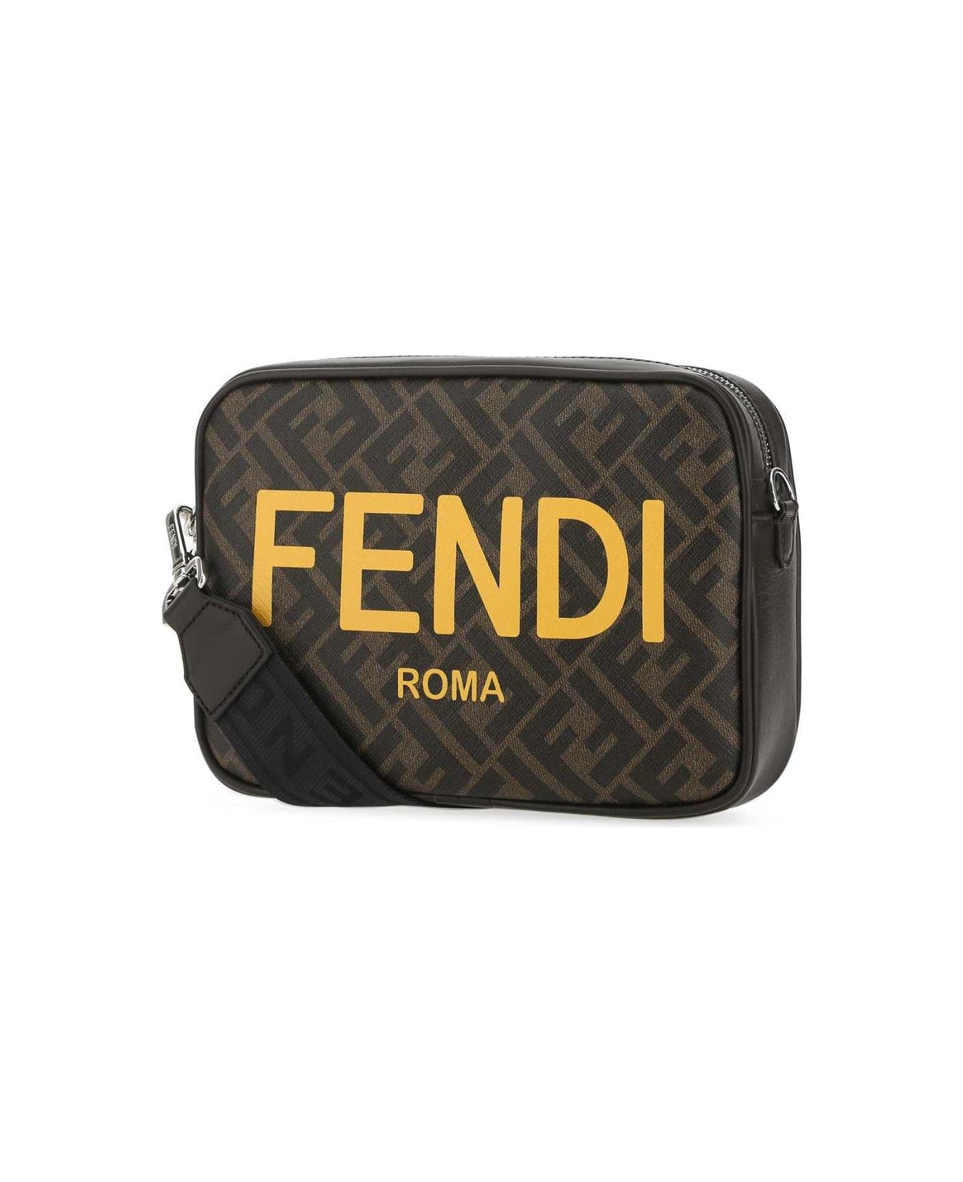 Fendi Ff Logo Print Shoulder Bag - BROWN