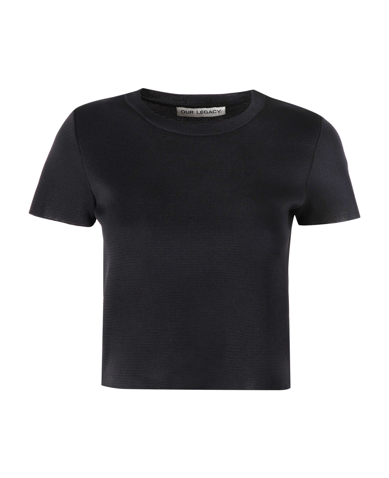 Our Legacy Knit Cropped T-shirt - black Tシャツ