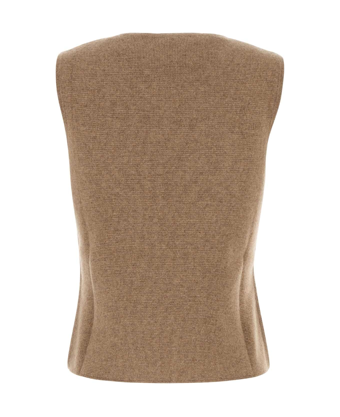 Max Mara Camel Wool Blend Fosco Vest - DAINO SCURO