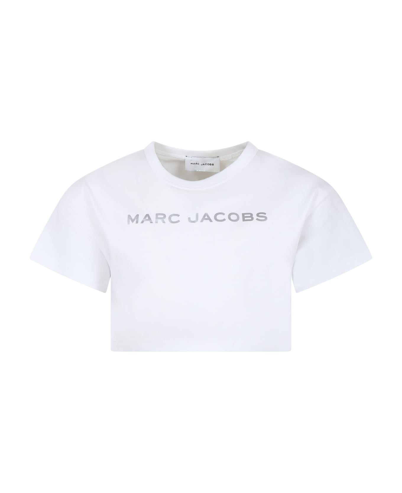 Marc Jacobs White Crop T-shirt For Girl With Logo - White
