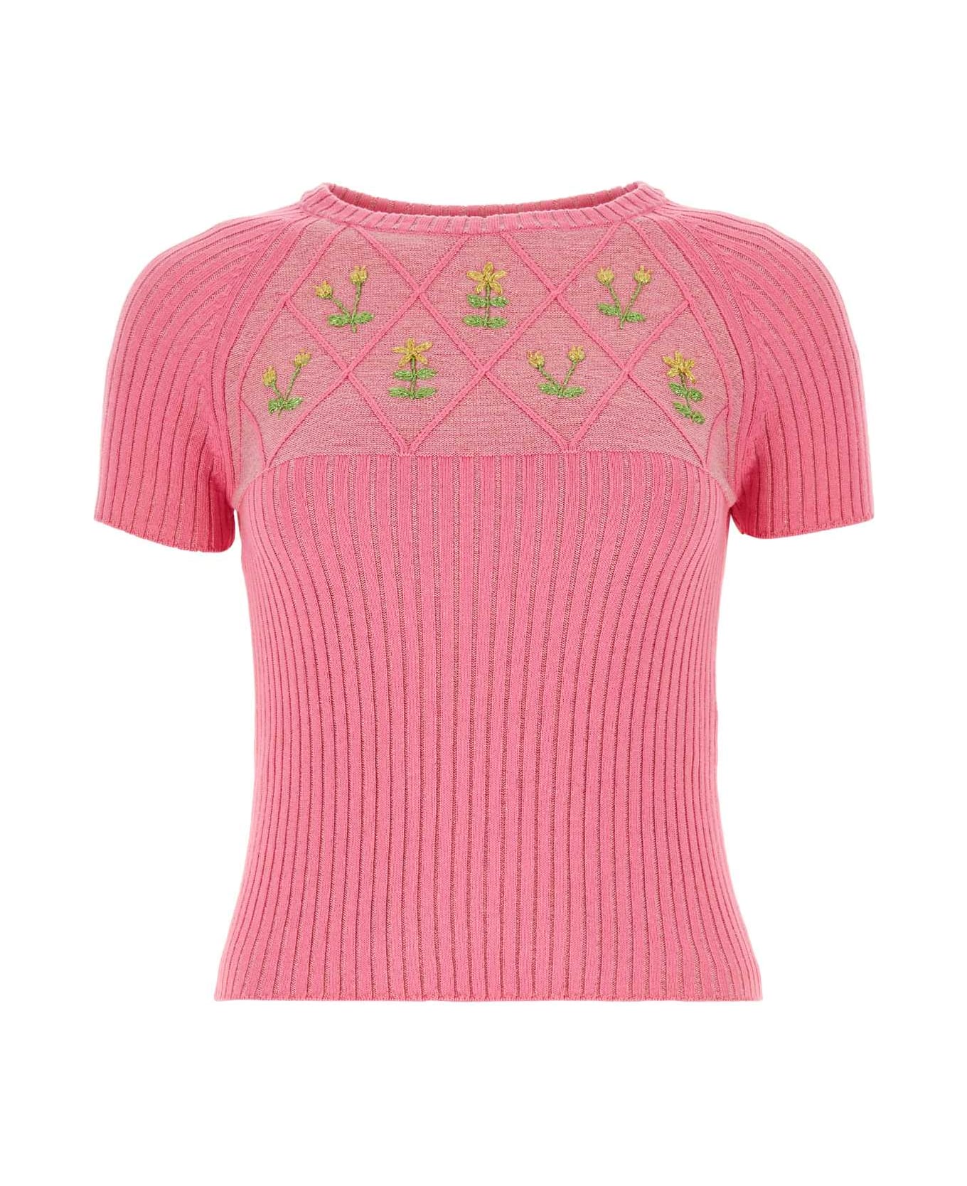 Cormio Pink Cotton Blend Diamond Ortensia Sweater - Pink フリース