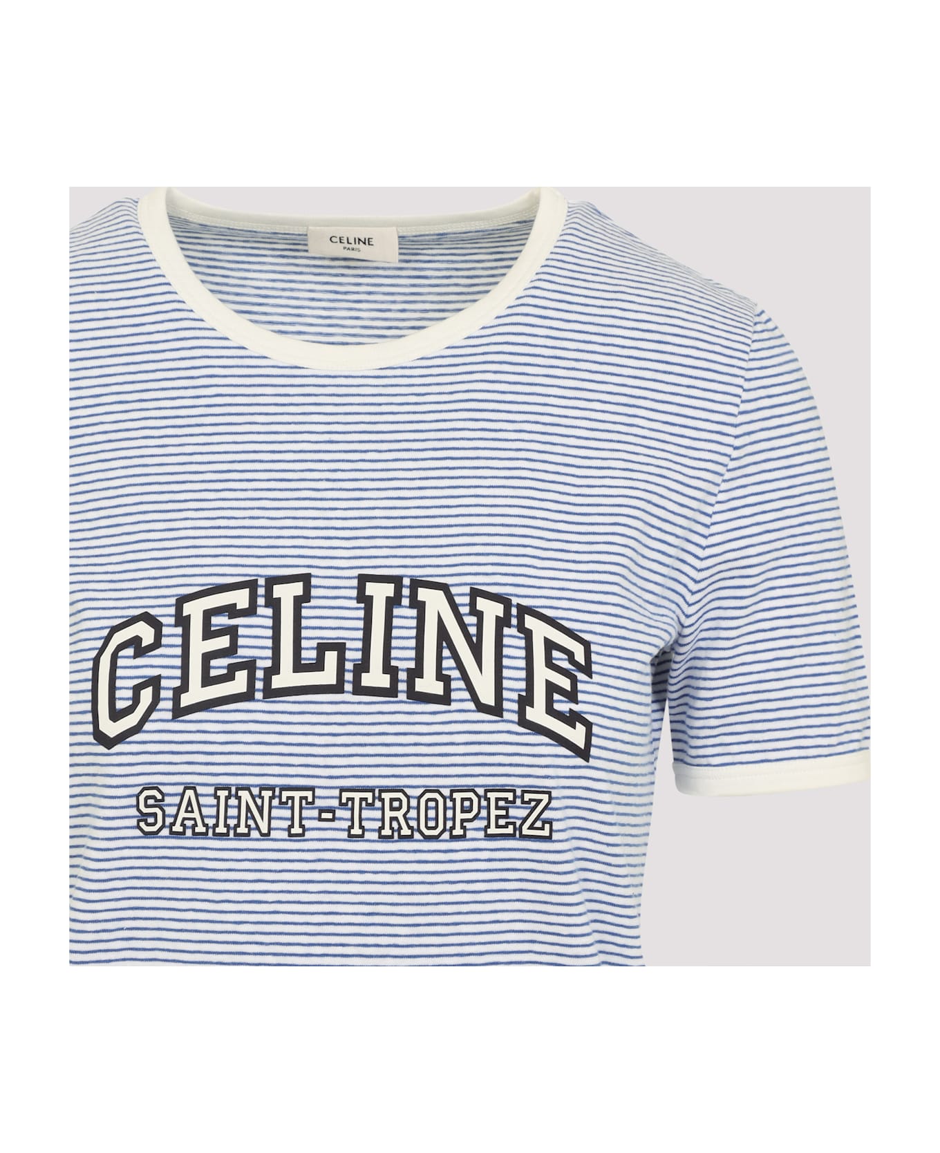 Celine 70`s Saint Tropez T-shirt - Zq Off White Navy Blue