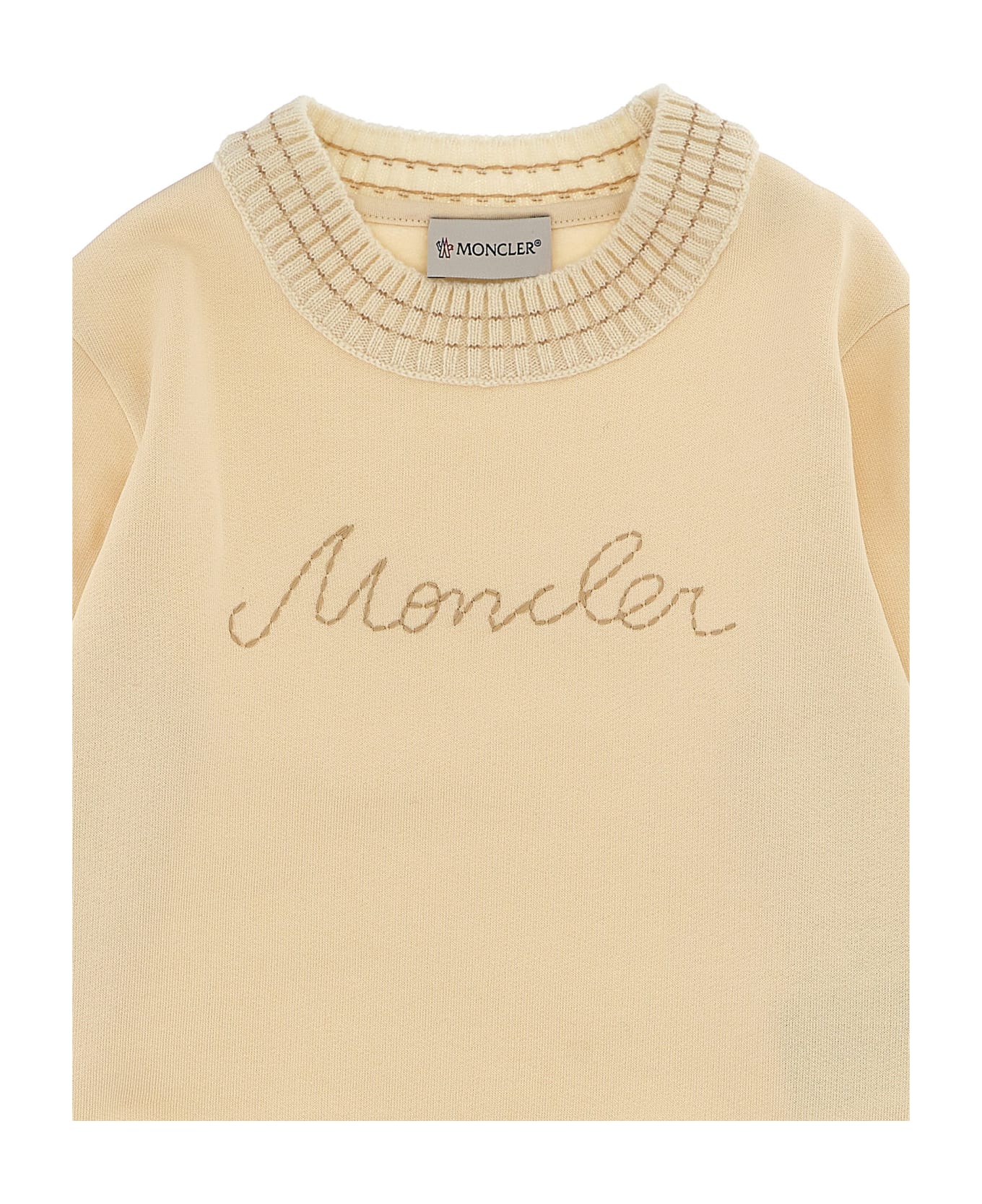Moncler Logo Embroidery Sweatshirt - Beige