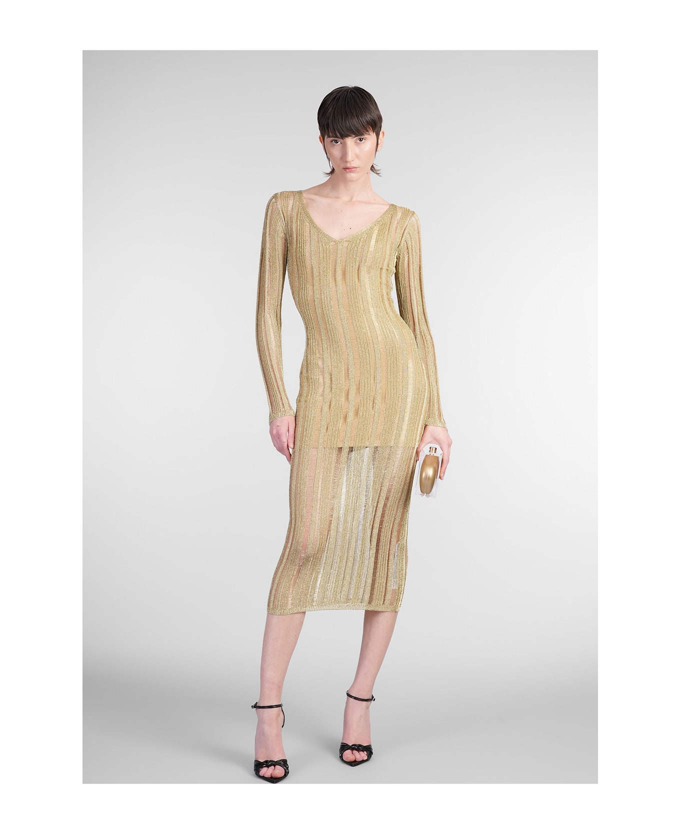 Cult Gaia Espen Long Dress In Gold Viscose - gold