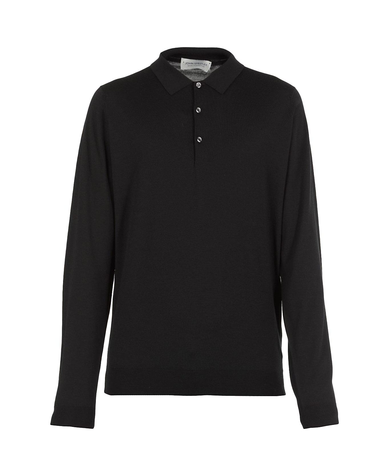 John Smedley Belper Buttoned Knitted Polo Shirt - BLACK
