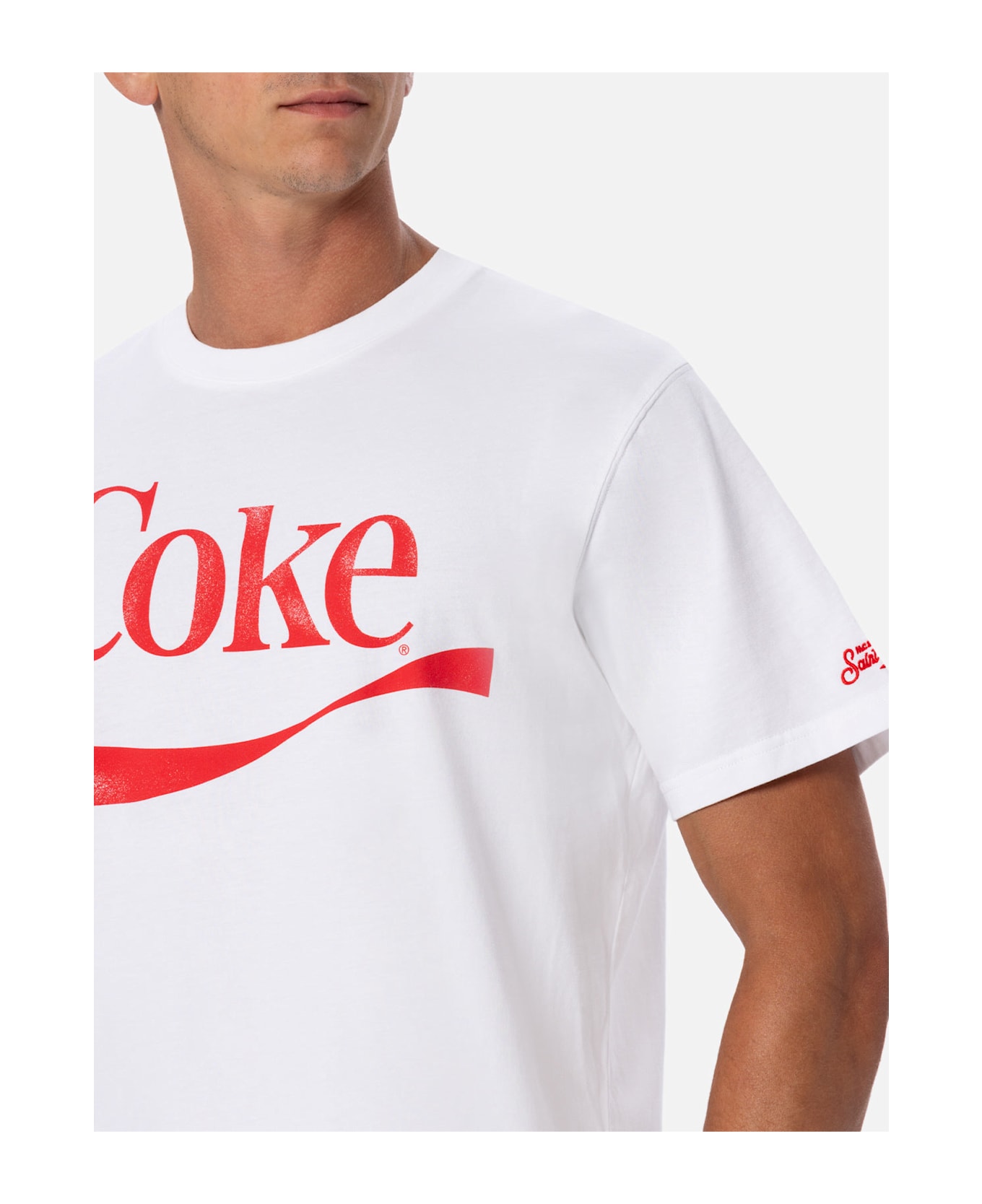 MC2 Saint Barth Man Cotton T-shirt With Coke Logo Placed Print | The Coca Cola Company Special Edition - WHITE