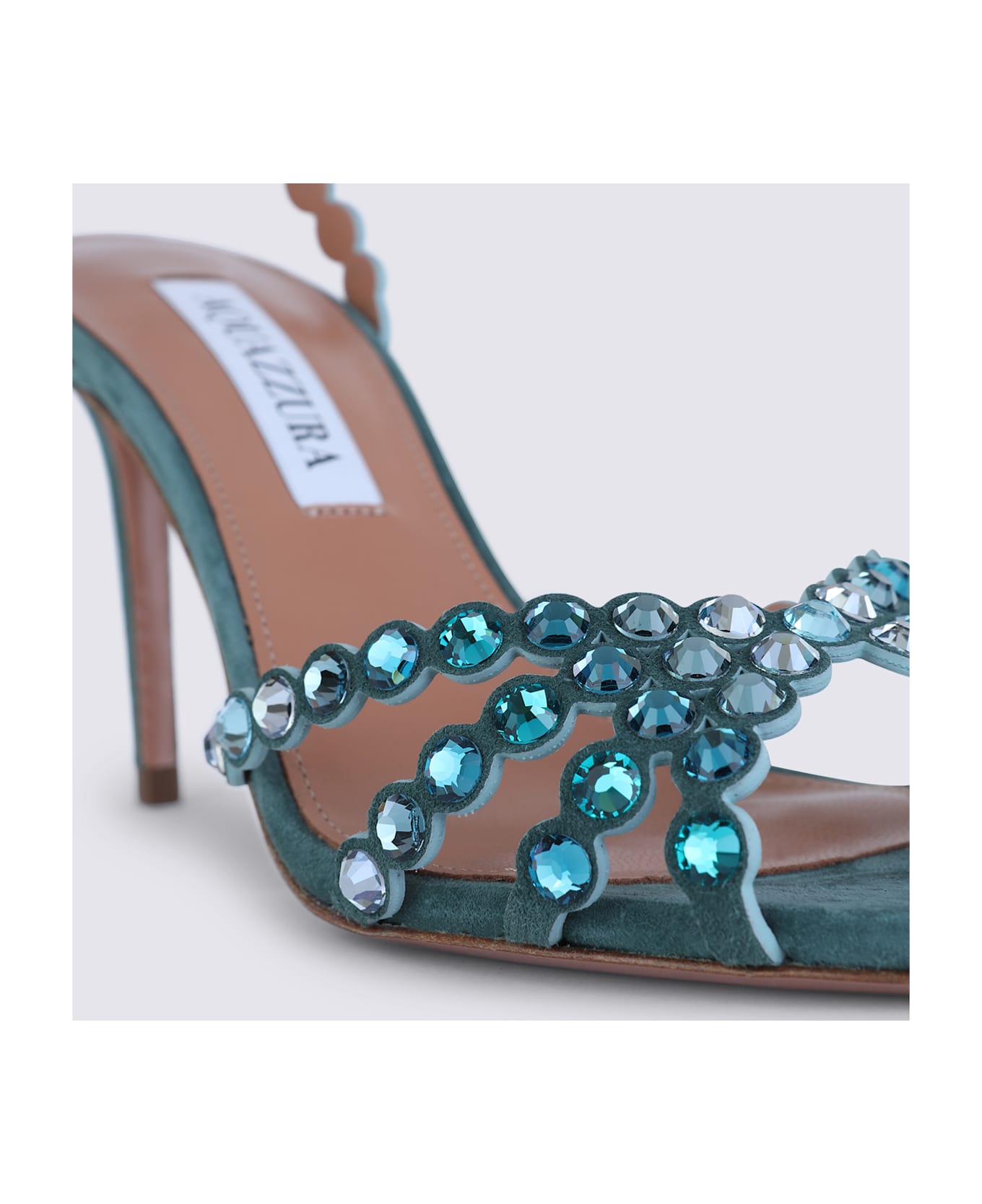 Aquazzura Turquoise Leather Tequila Sandals 85 - LIGHT TEAL