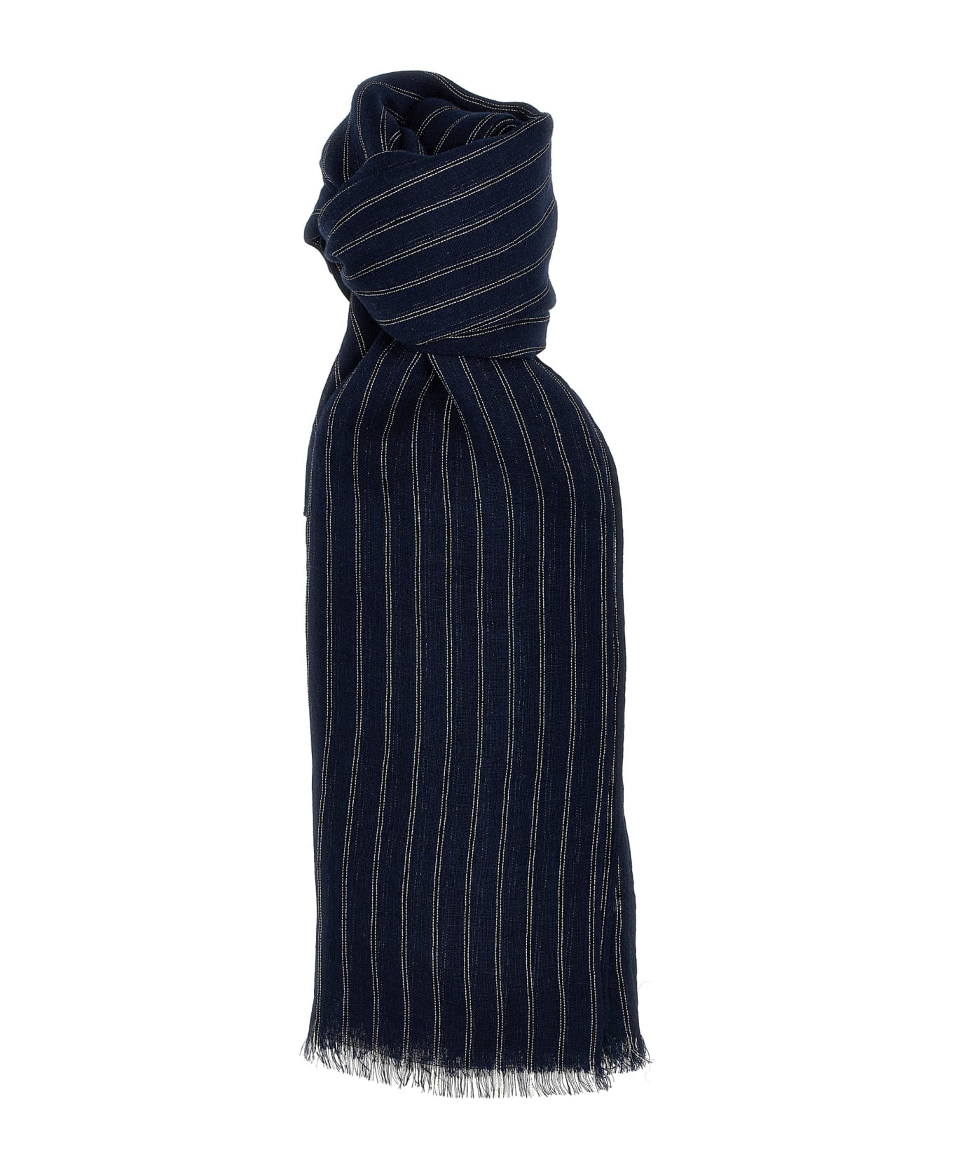 Brunello Cucinelli Lurex Stripes Scarf - Blue スカーフ＆ストール