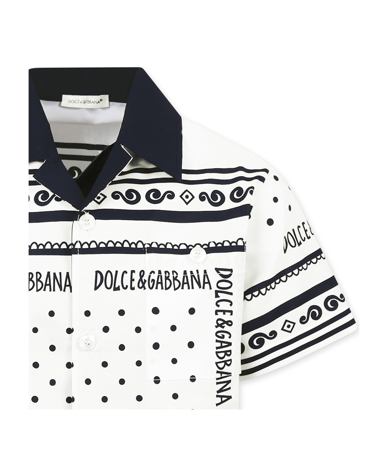 Dolce 
Gabbana White Shirt For Boy With Bandana Print - White