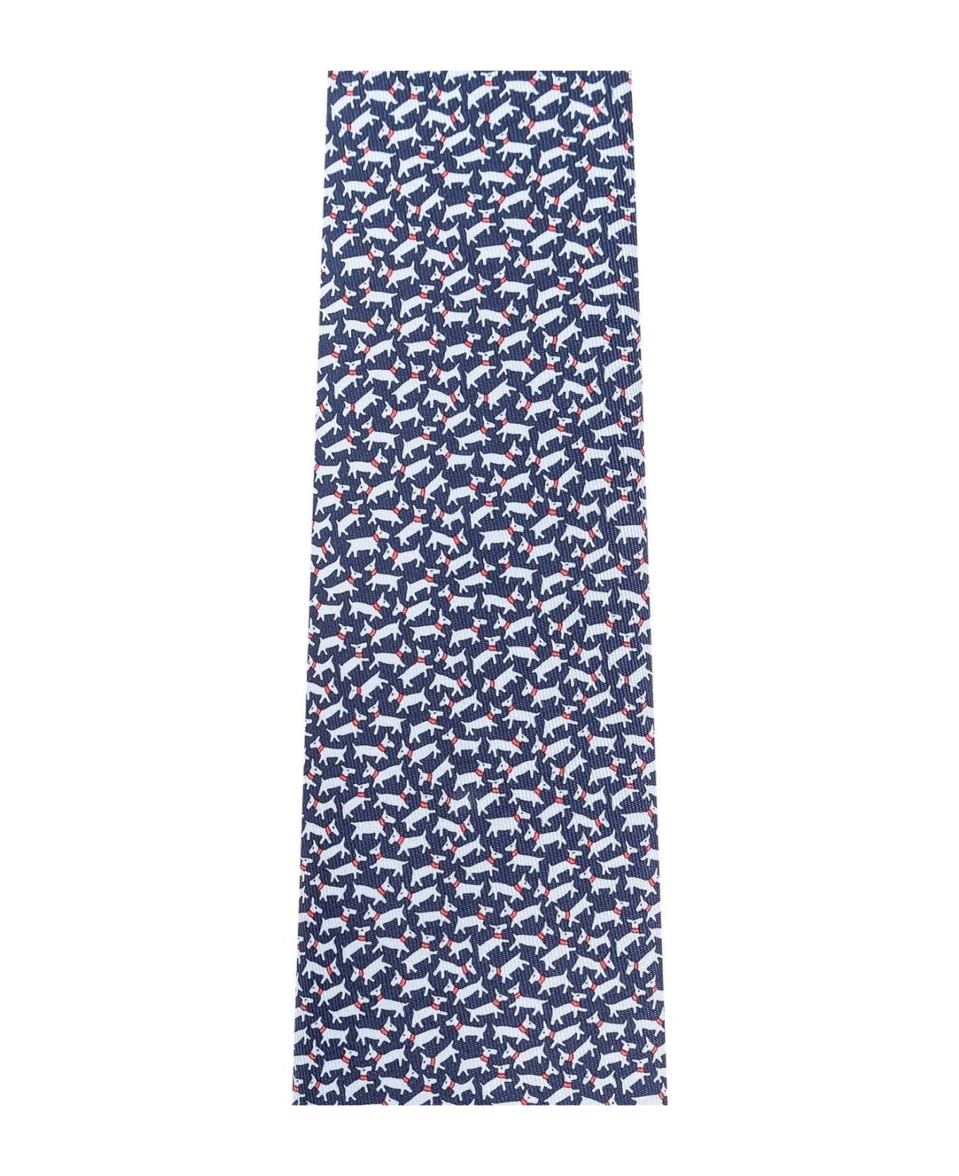 Ferragamo Micro Pattern Printed Tie - Navy