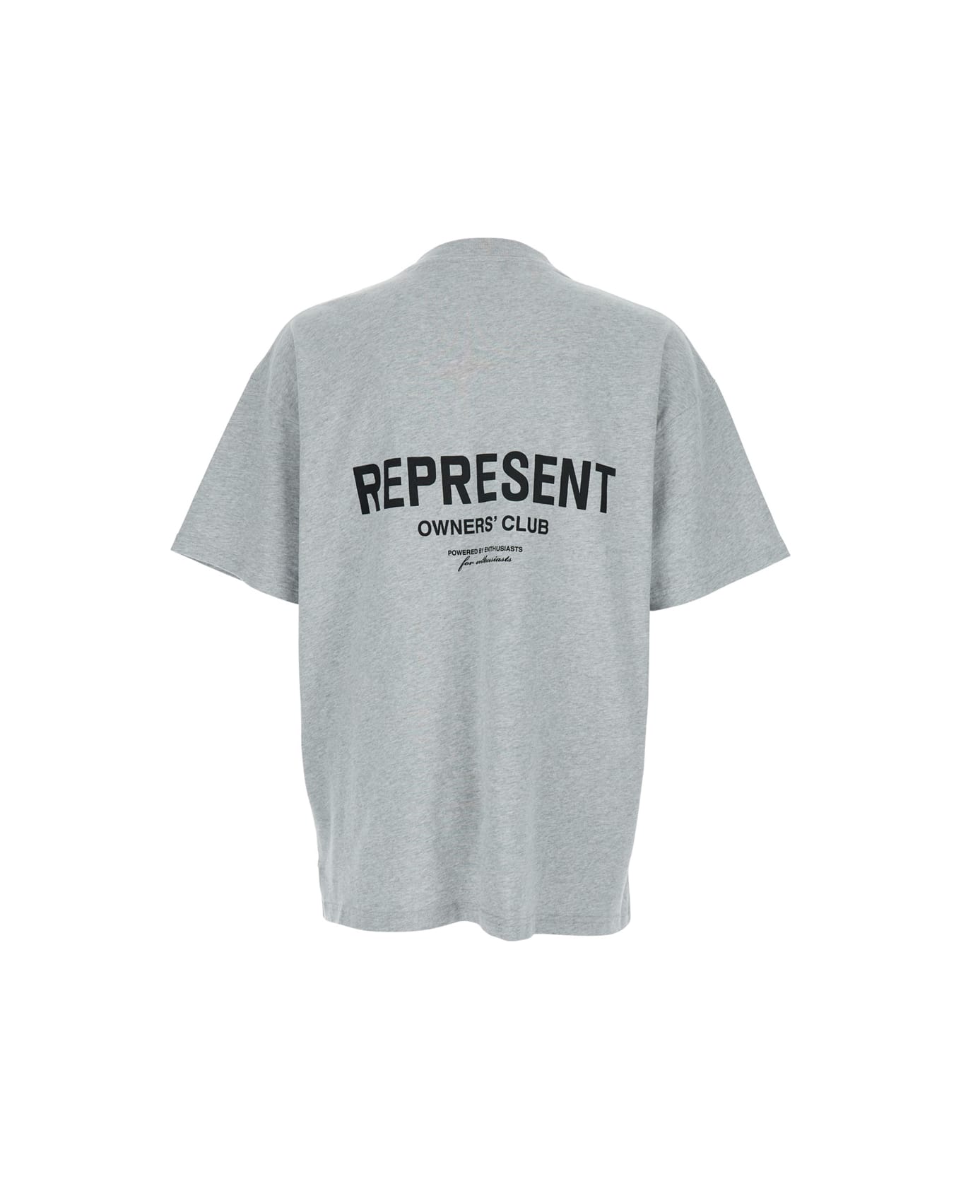 REPRESENT Grey T-shirt With Logo On The Front And Maxi Logo On The Back In Cotton Man - Grey