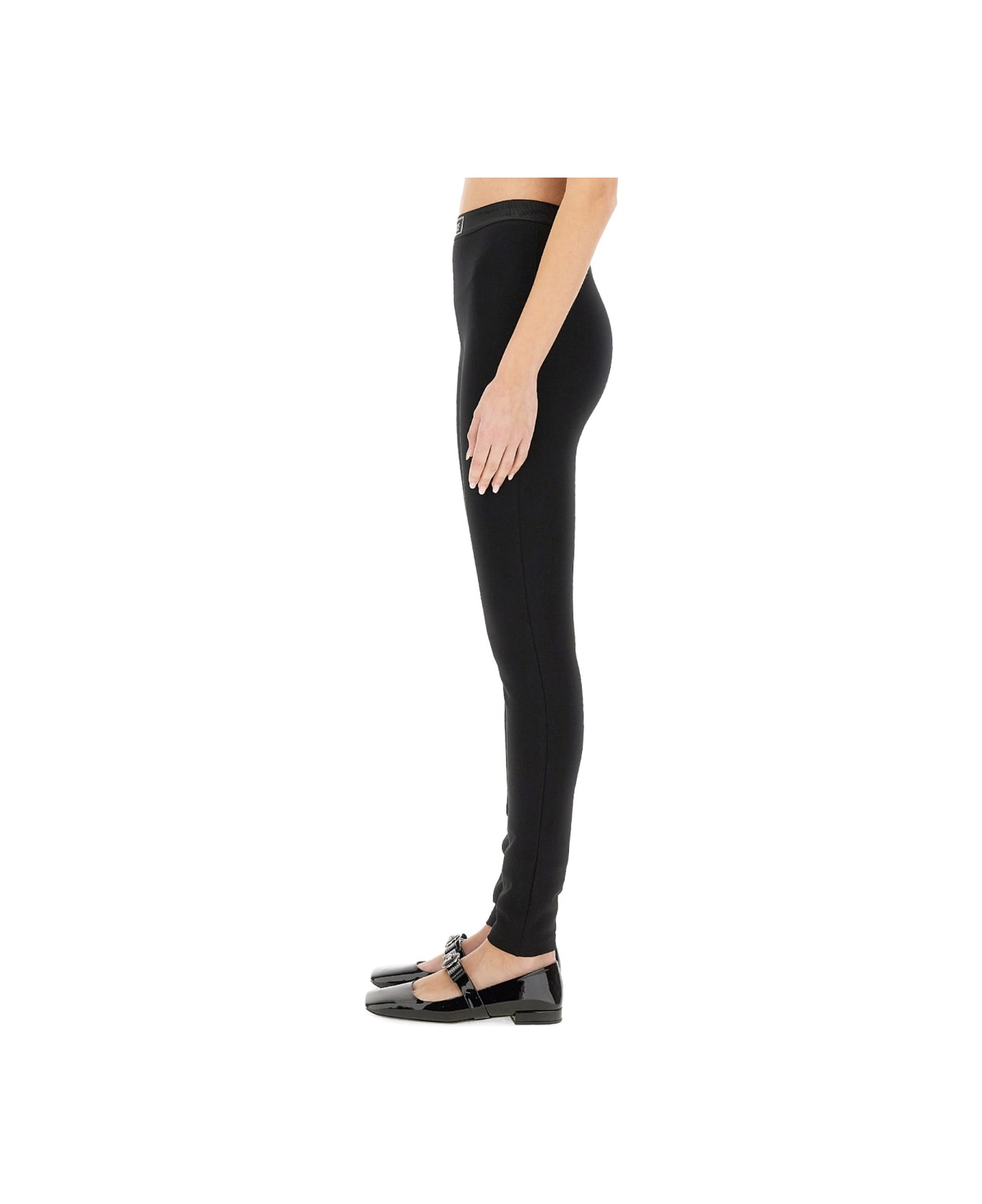 Versace Leggings With Logo - BLACK