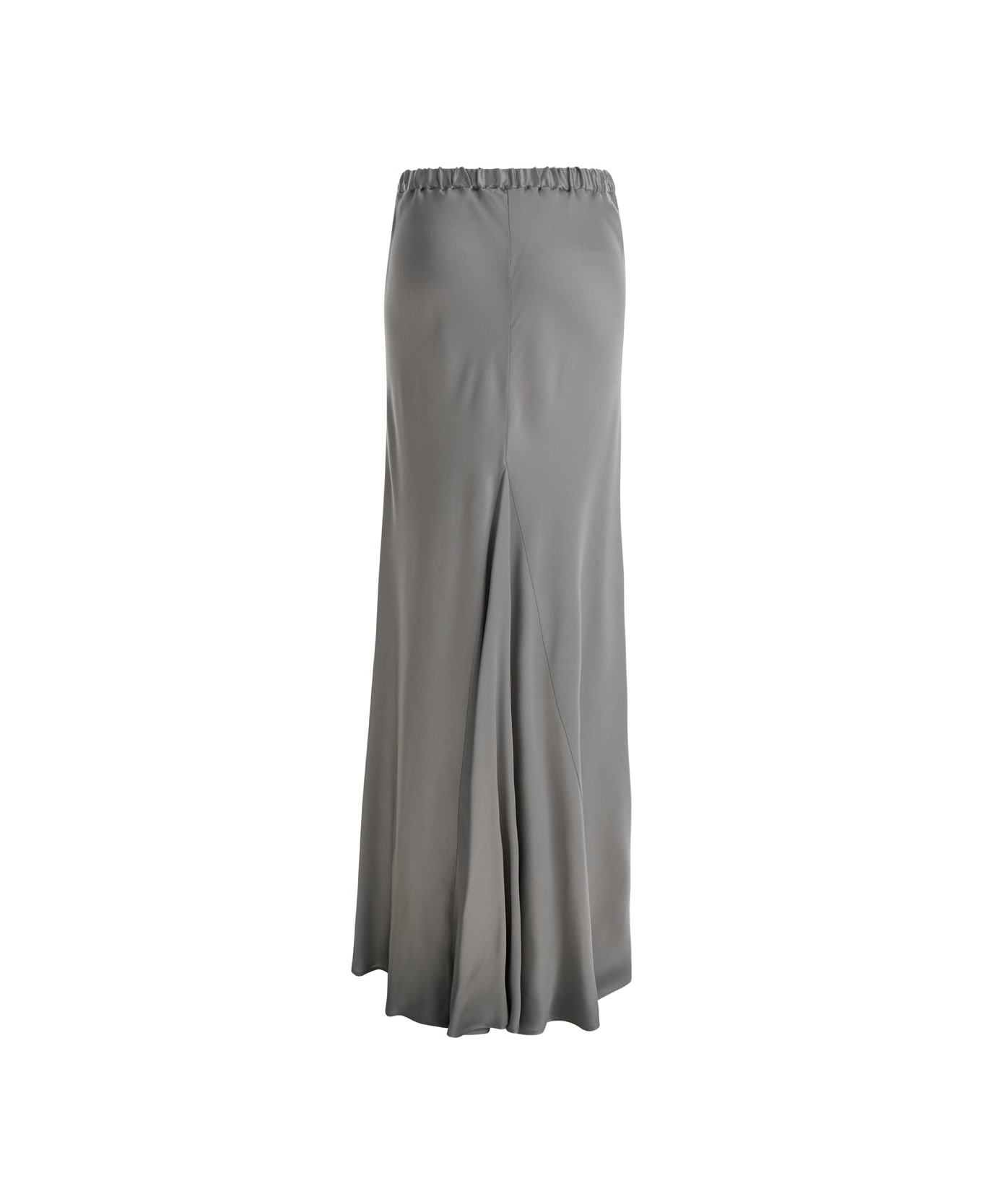 Antonelli Maxi Grey Skirt With Split At The Back In Acetate Blend Woman - Grey