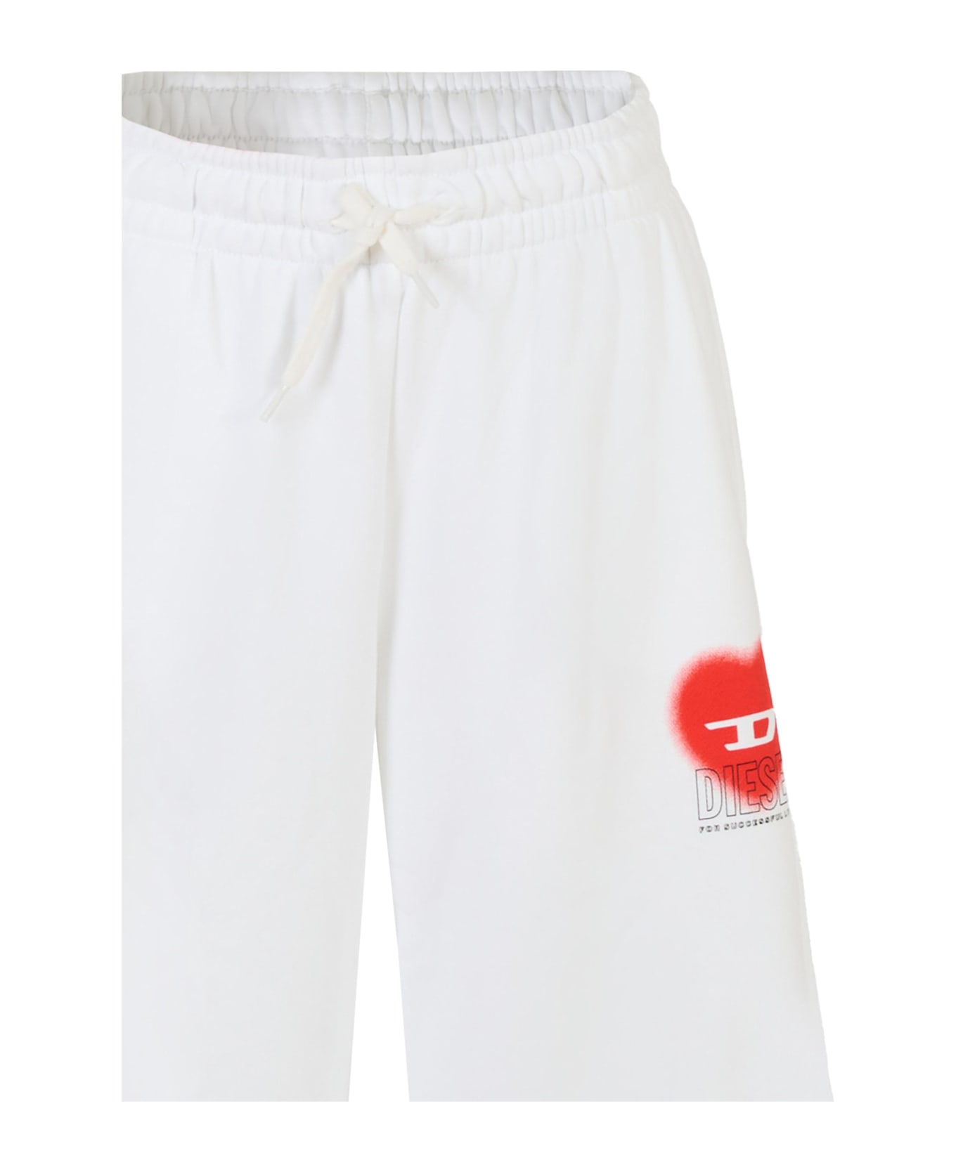 Diesel White Trousers For Girl With Heart - White