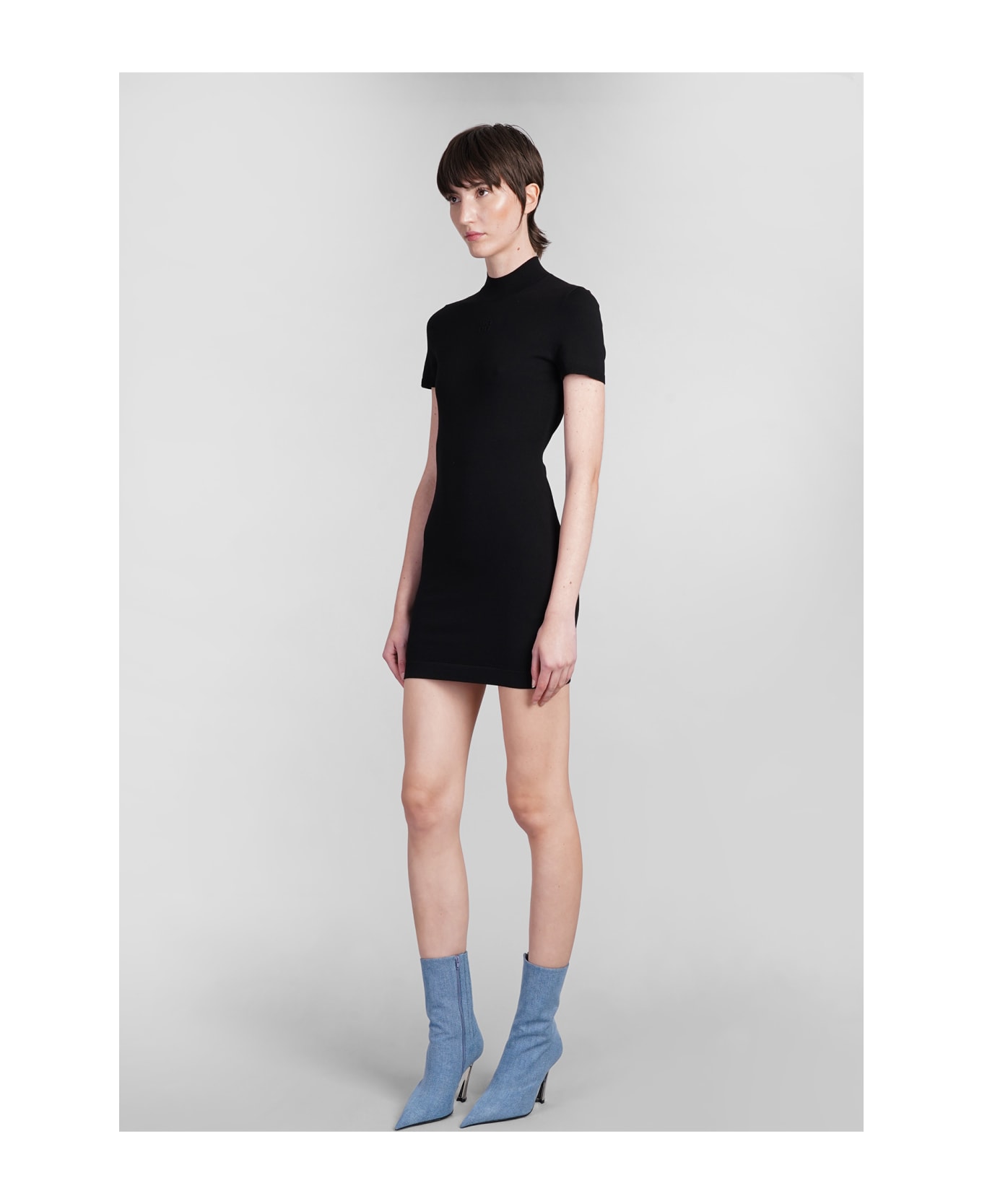 T by Alexander Wang Mock Neck T-shirt Dress - BLACK