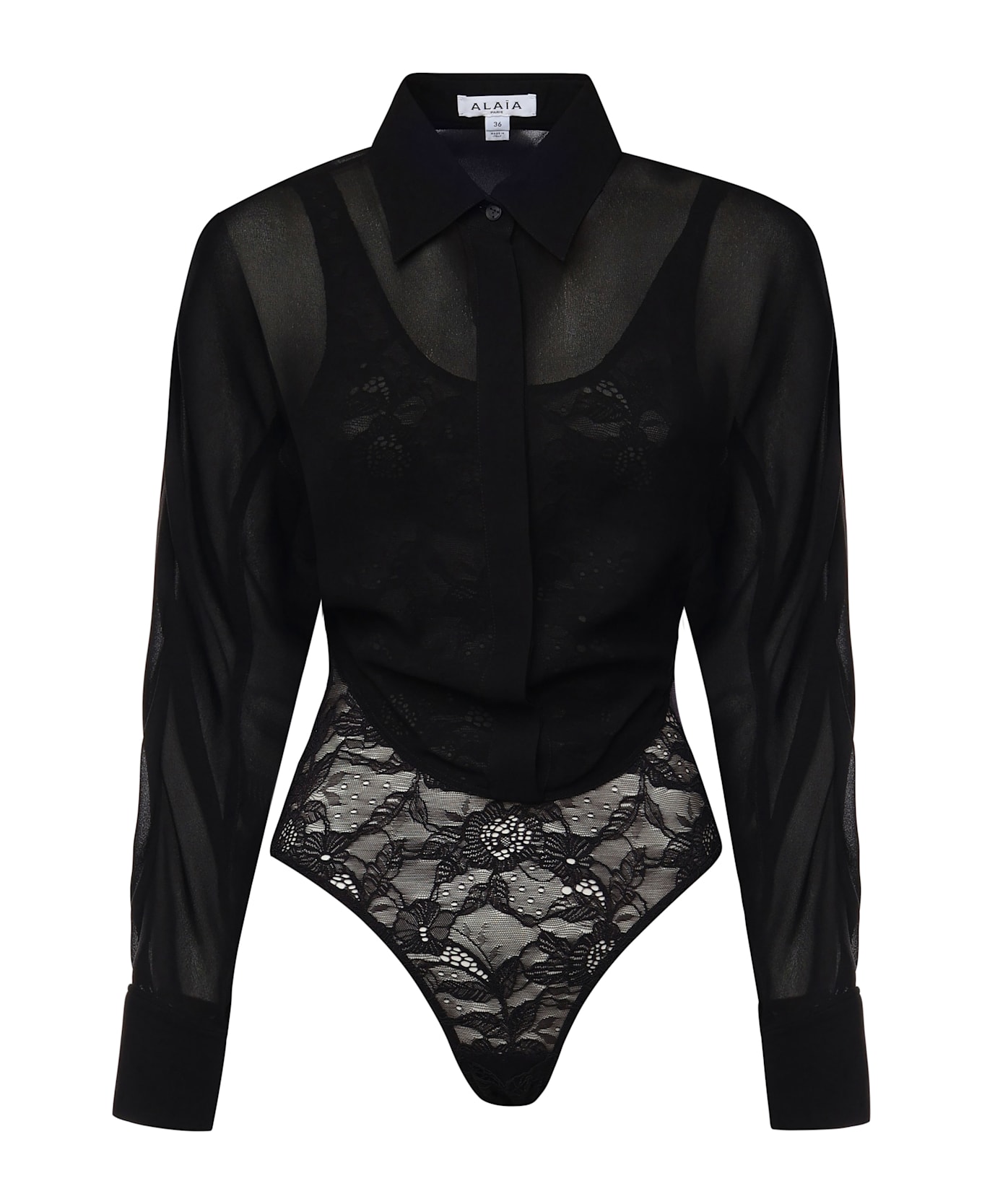 Alaia Georgette Body Shirt - Black