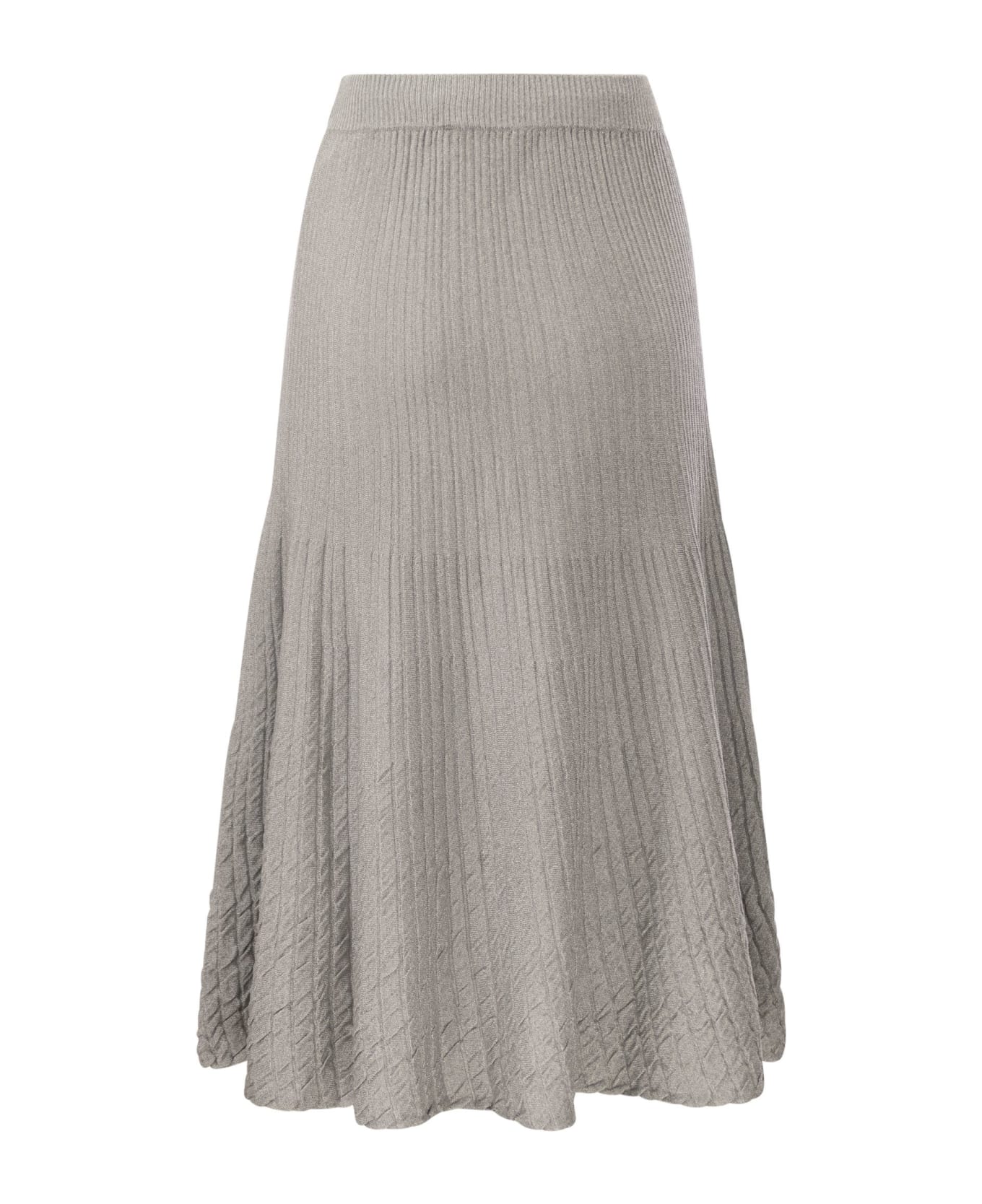 Elisabetta Franchi Metallised Viscose Midi Skirt - Grey スカート
