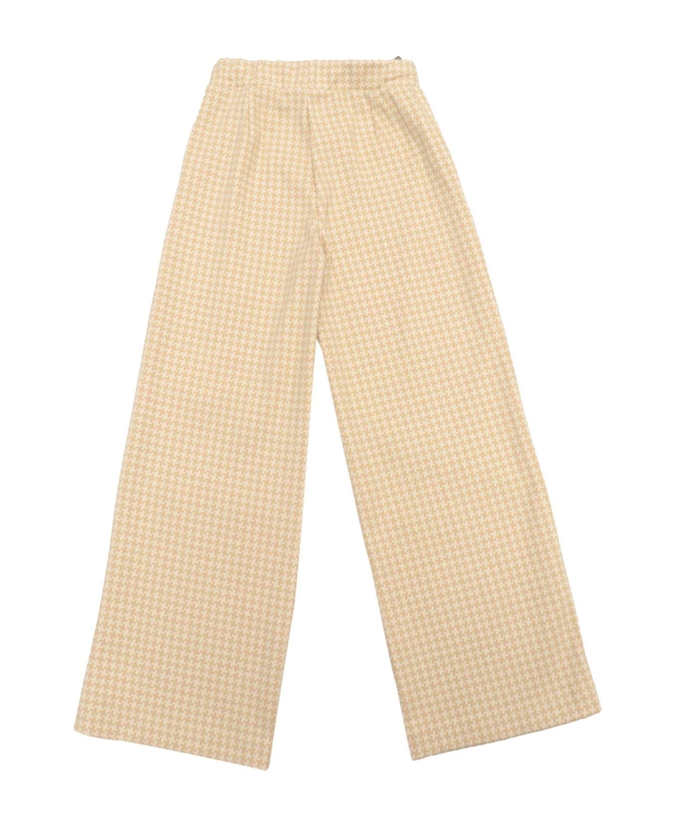 Monnalisa Knitted Palazzo Trousers - Bianco Panna Beige ボトムス