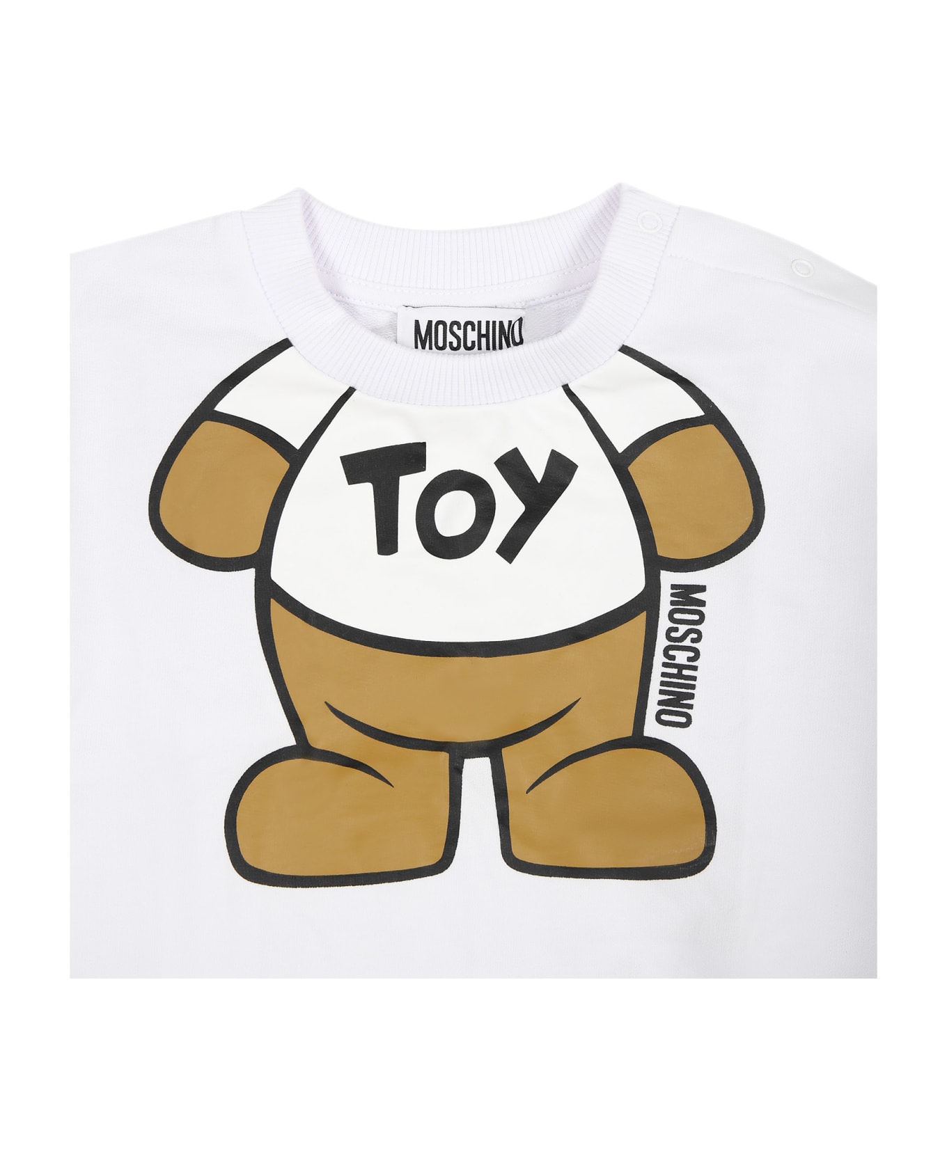 Moschino White Sweatshirt For Babies With Teddy Bear - White